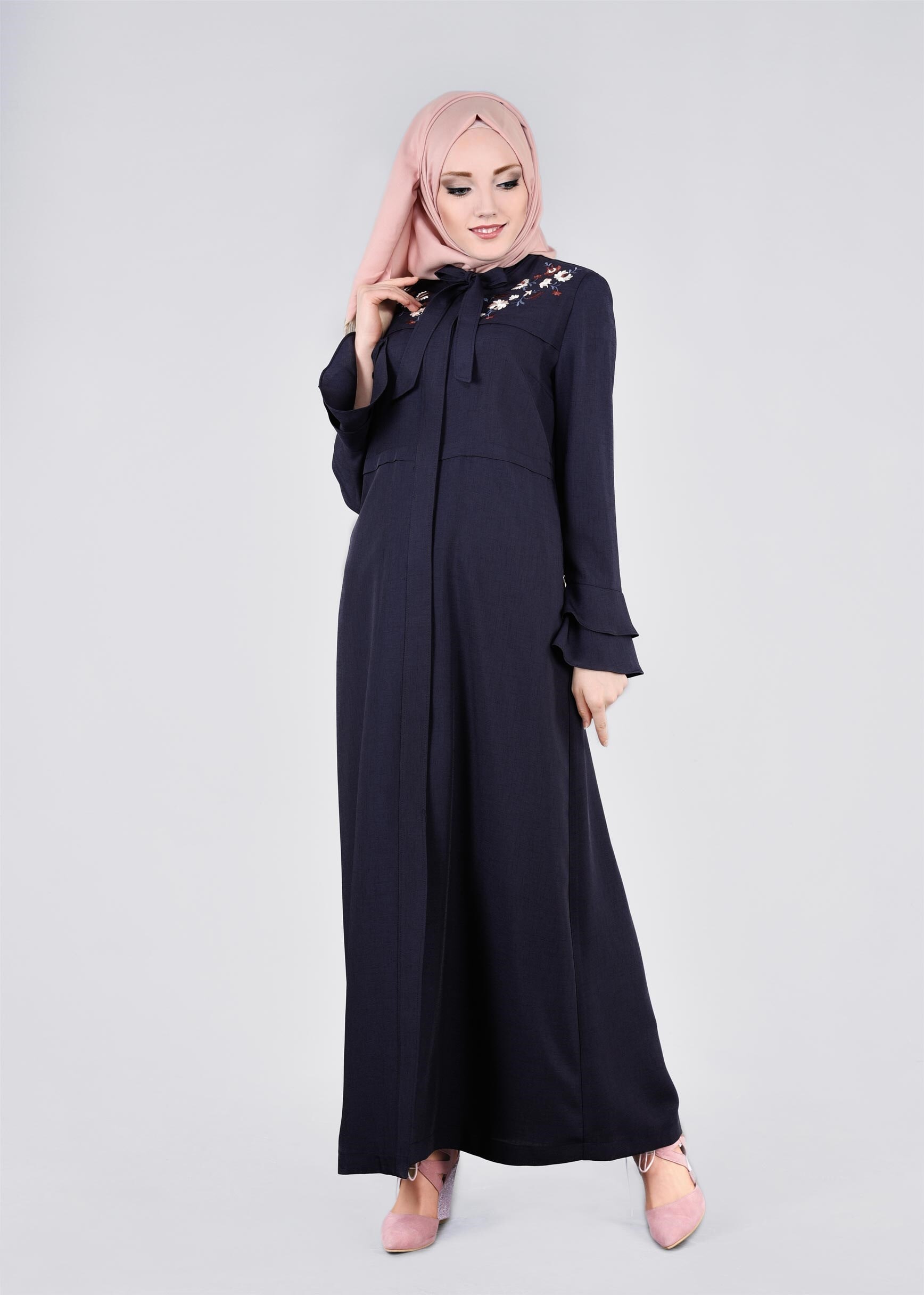 Tesettür giyim LACİVERT 1107 NEW DEFNE PARDESÜ 40/46 TEK38