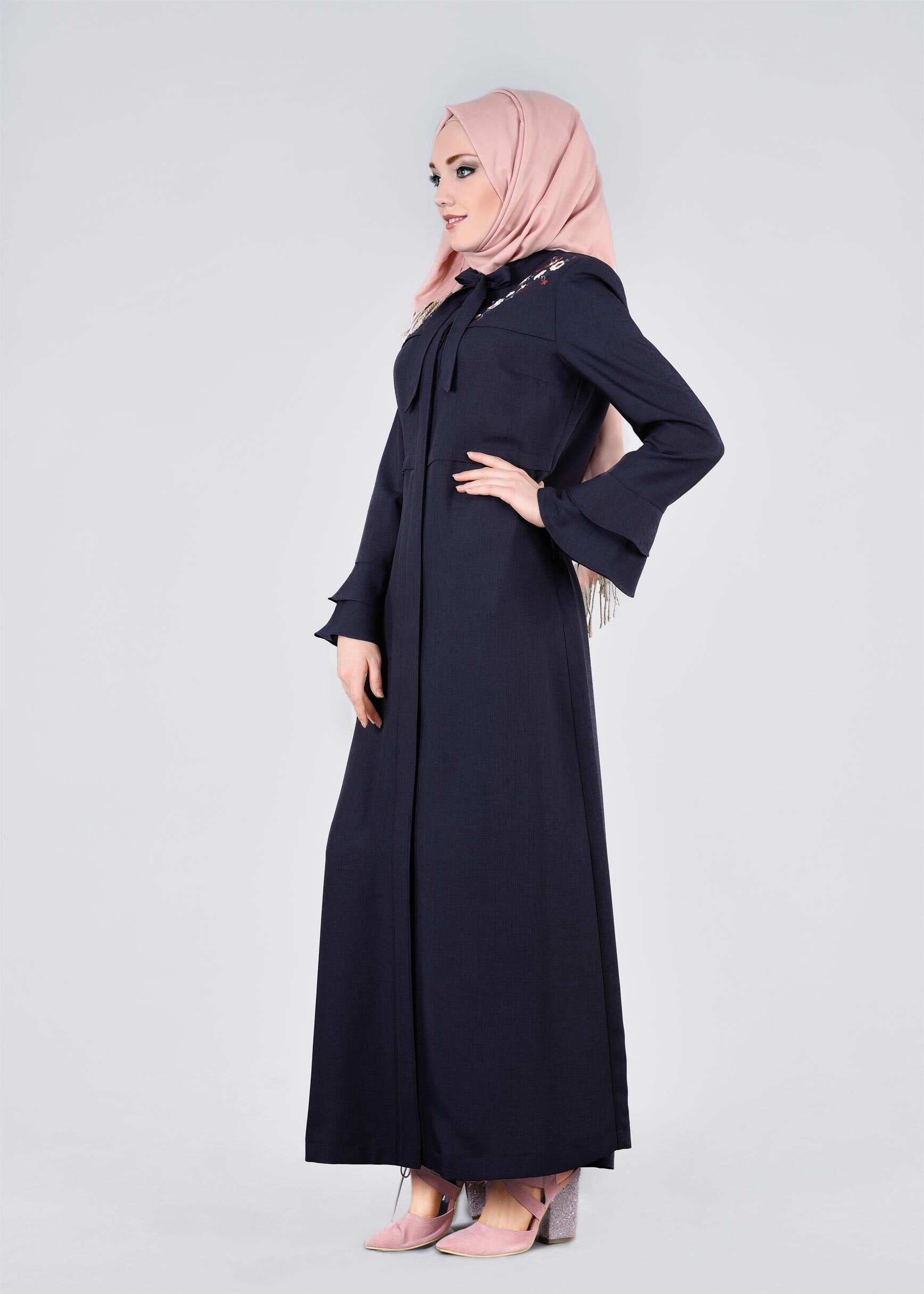 Tesettür giyim LACİVERT 1107 NEW DEFNE PARDESÜ 40/46 TEK38