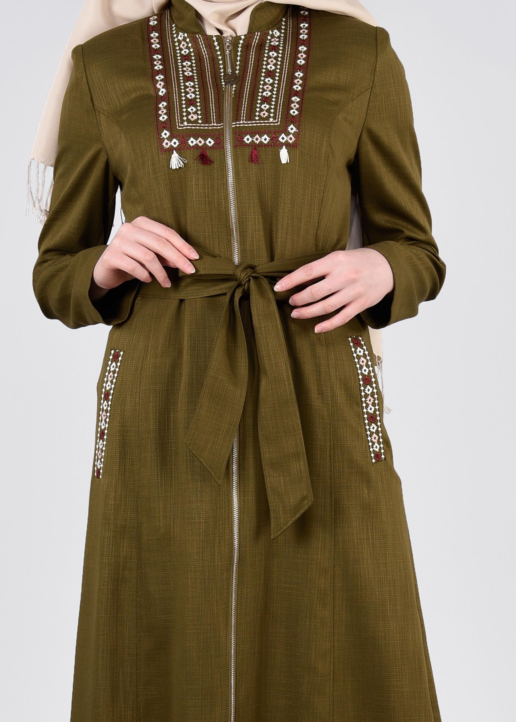 Tesettür giyim HAKİ 1108 NEW SHİNE PARDESÜ 40/48 TEK38