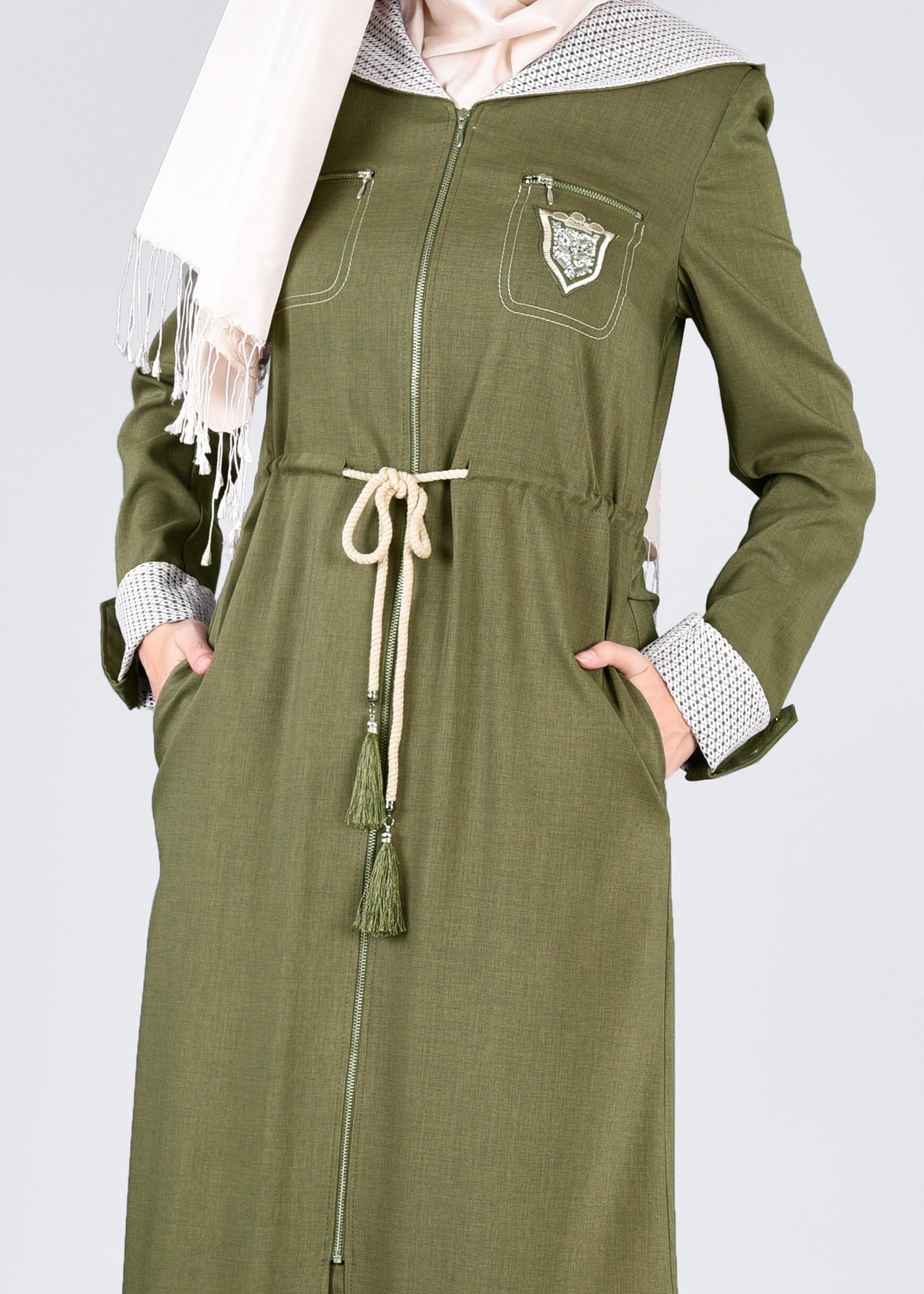 Tesettür giyim YEŞİL 1109 STİL 8563 PARDESÜ 38/46 TEK40