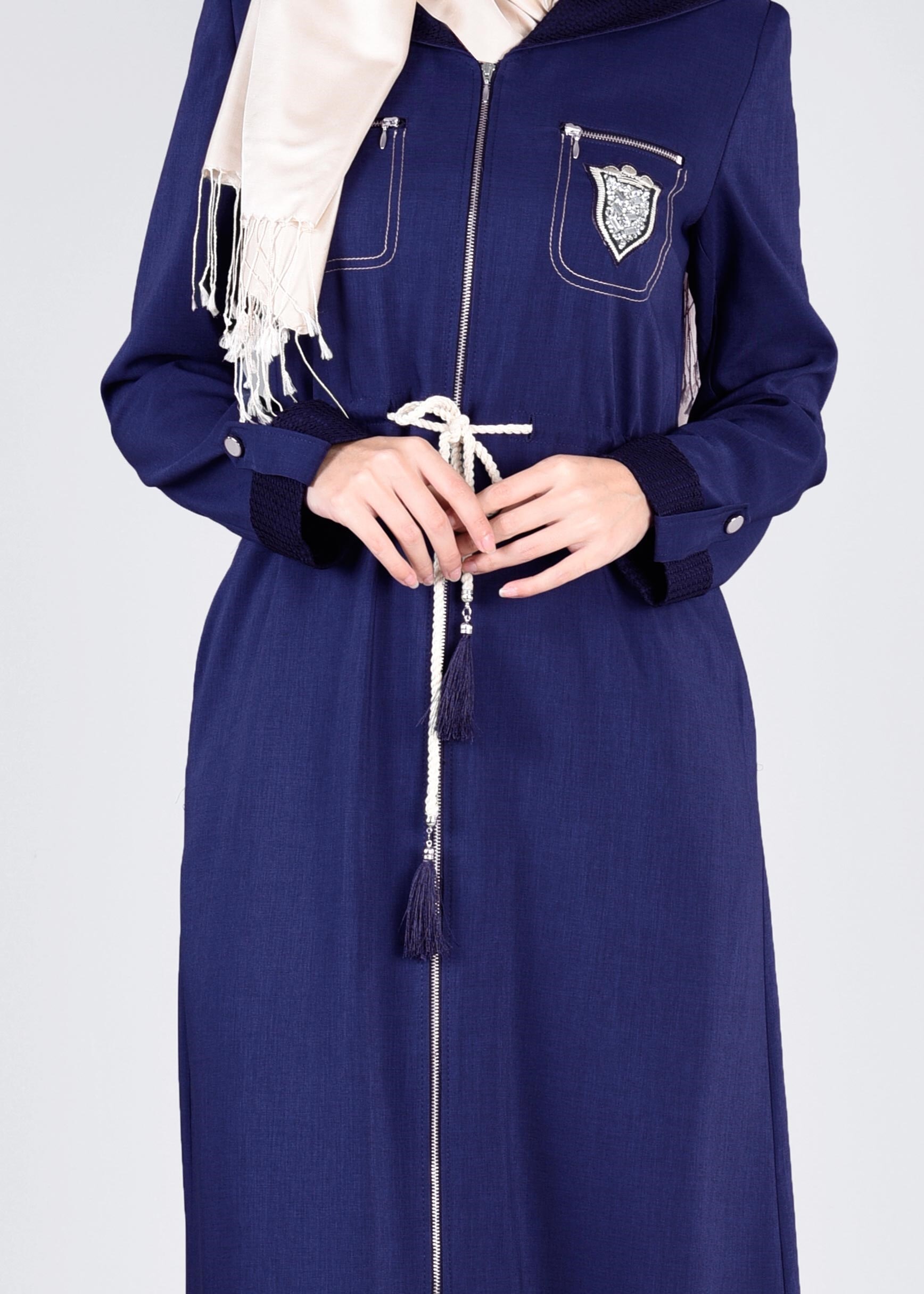 Tesettür giyim LACİVERT 1109 STİL 8563 PARDESÜ 38/46 TEK40