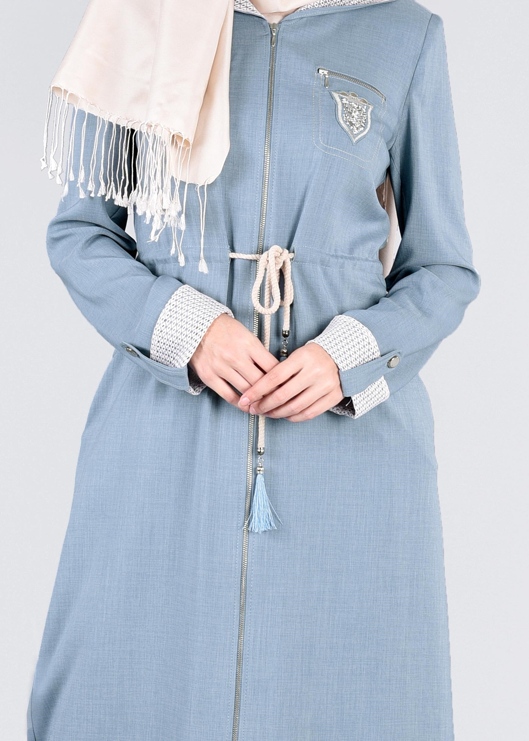 Tesettür giyim MAVİ 1109 STİL 8563 PARDESÜ 38/46 TEK40