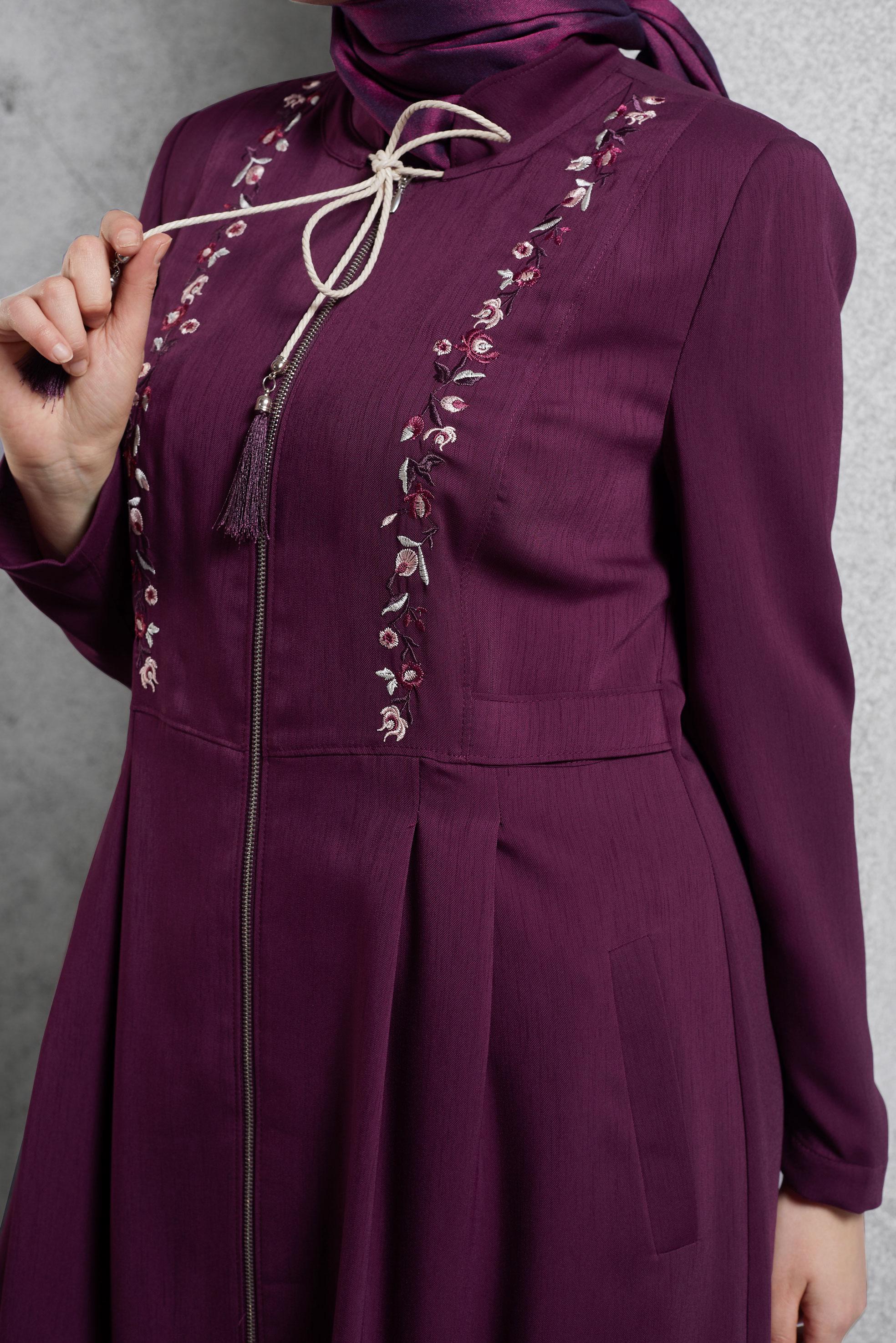 Tesettür giyim MÜRDÜM NAKIŞ DETAYLI PARDESÜ 1110