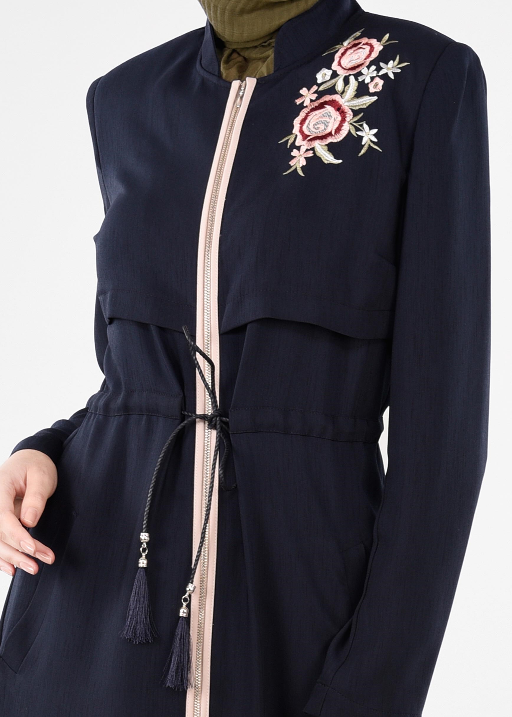 Tesettür giyim LACİVERT 1111 NEW DEFNE PARDESÜ 38/46