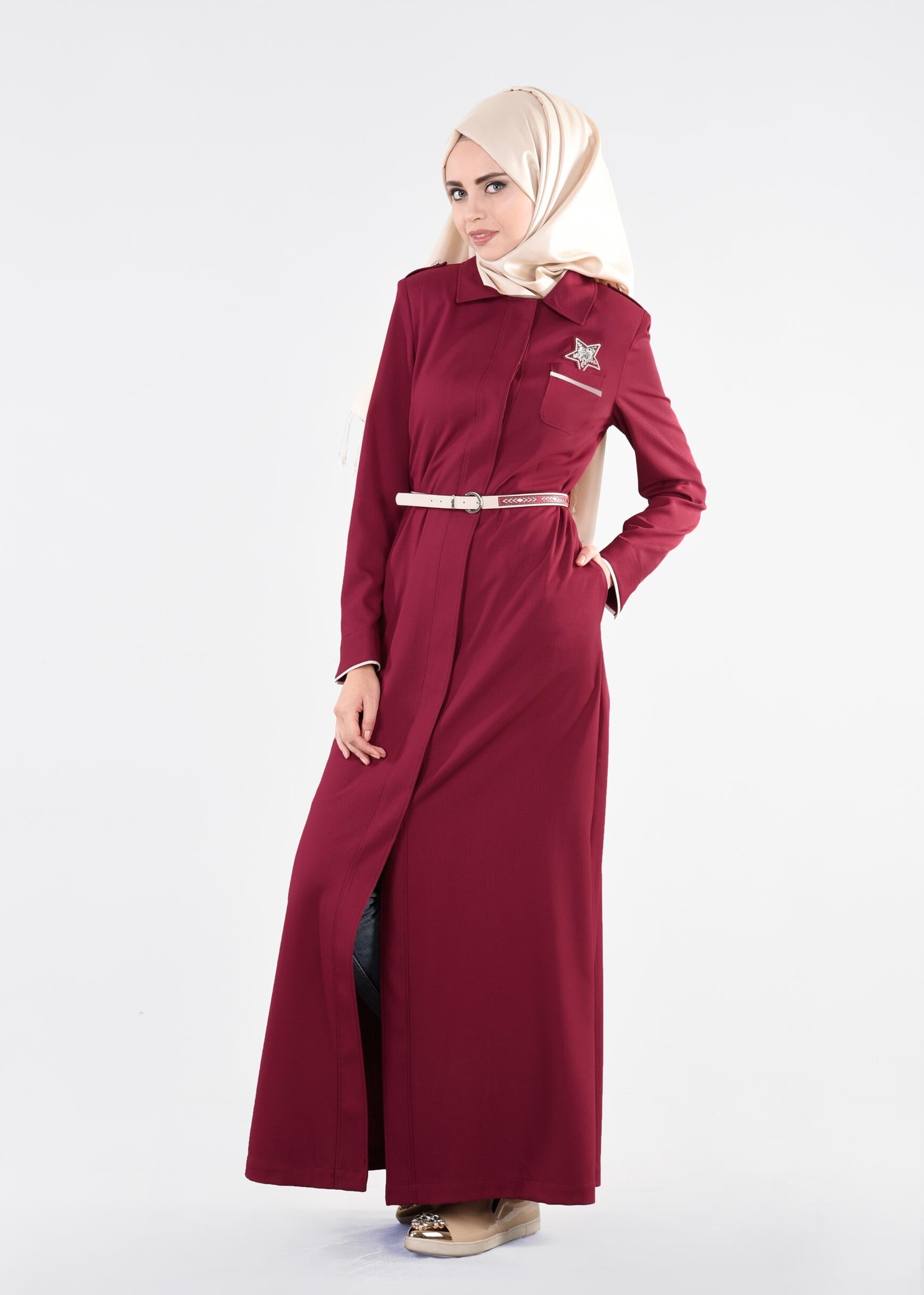 Tesettür giyim MOR 1112 DERİN 8169 PARDESÜ 38/46 TEK40