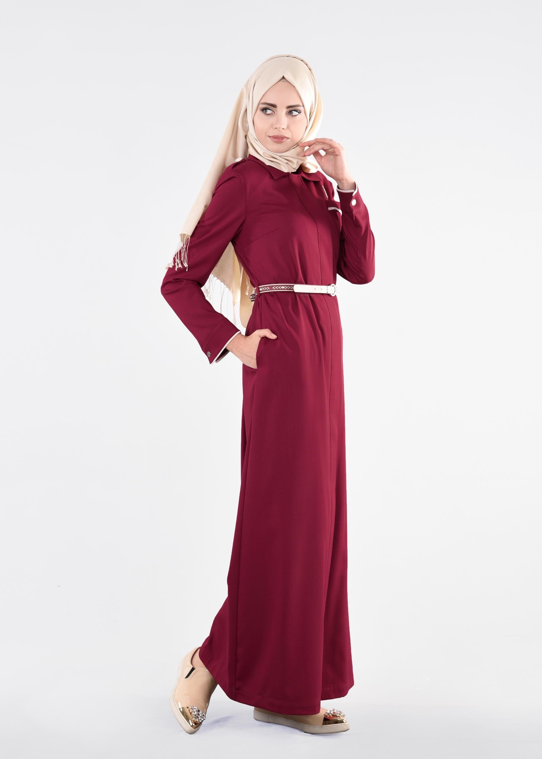 Tesettür giyim MOR 1112 DERİN 8169 PARDESÜ 38/46 TEK40