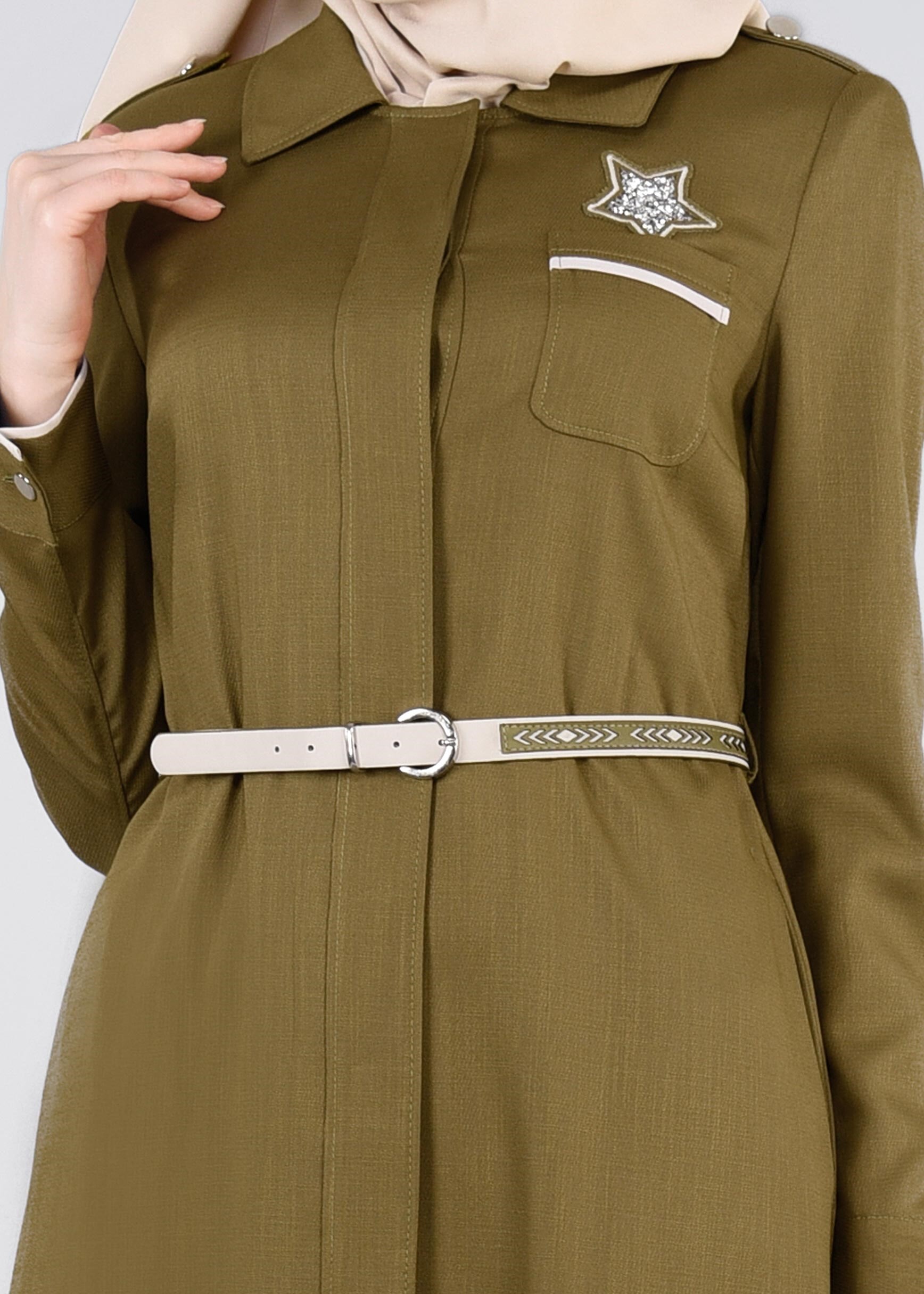 Tesettür giyim YEŞİL 1112 DERİN 8169 PARDESÜ 38/46 TEK40