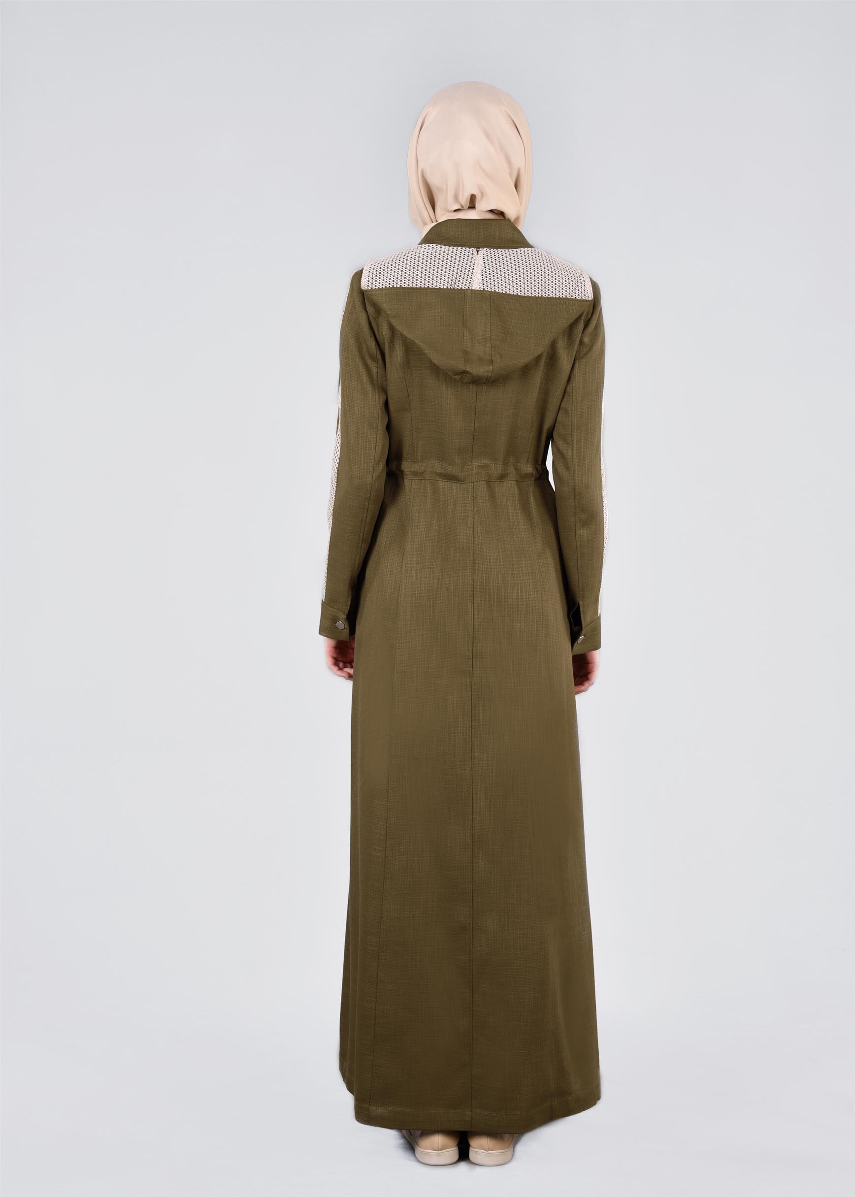 Tesettür giyim HAKİ  DESENLİ PARDESÜ 1113