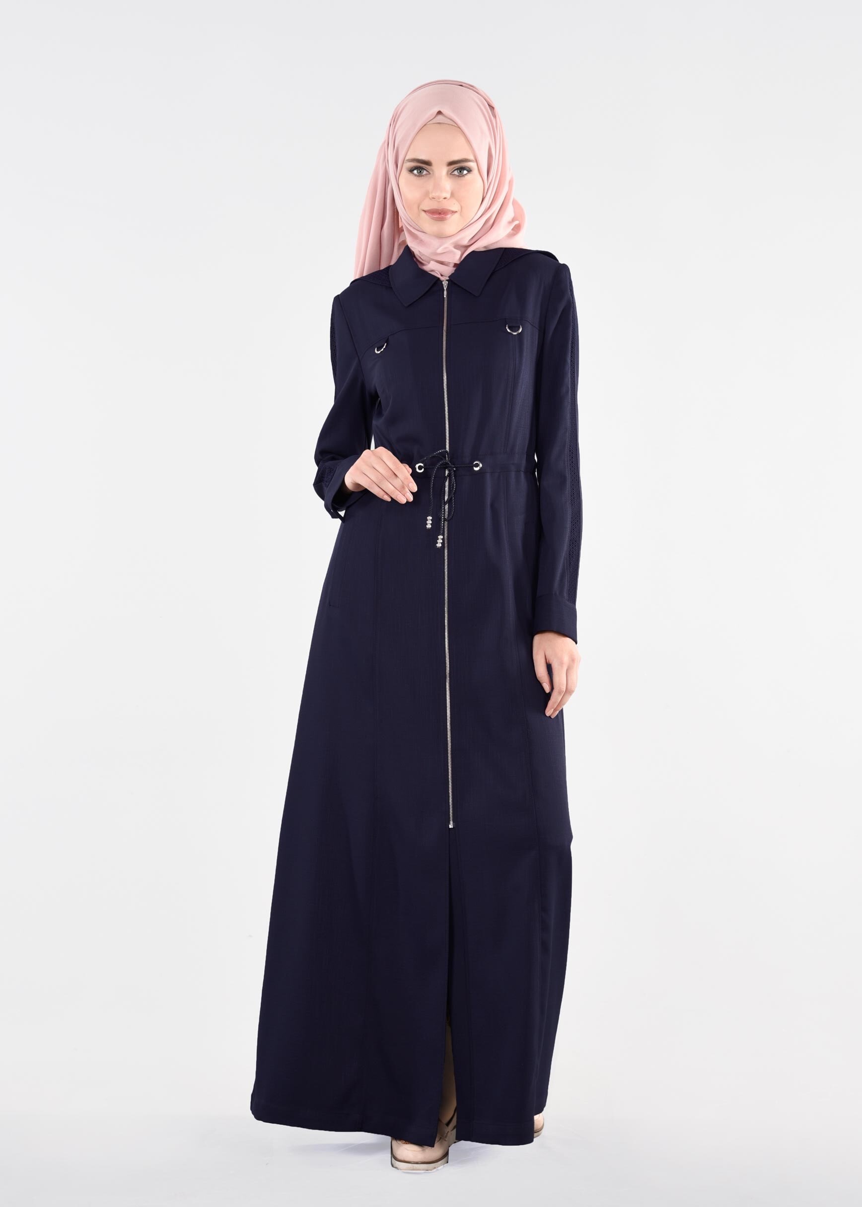 Tesettür giyim LACİVERT  DESENLİ PARDESÜ 1113