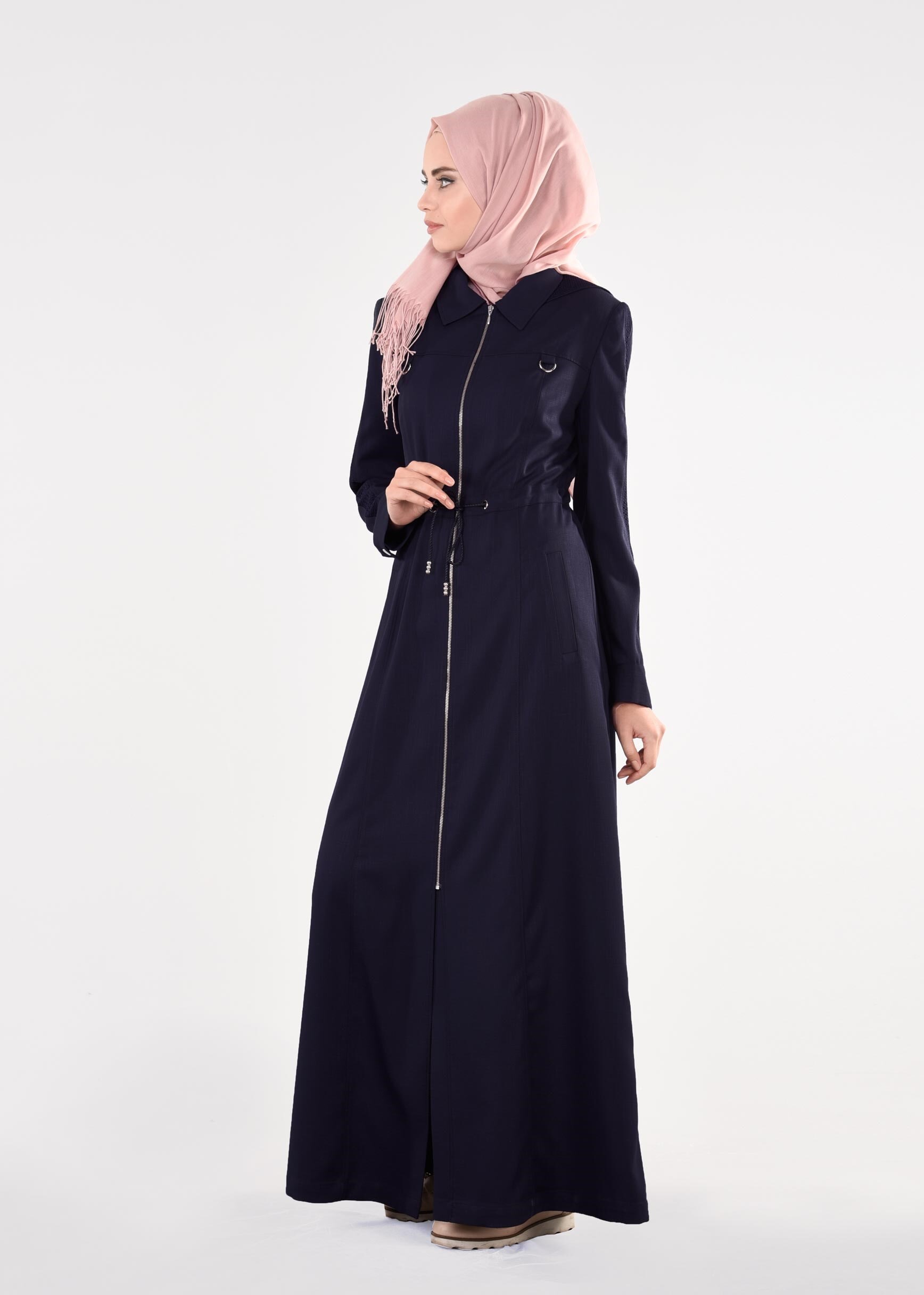 Tesettür giyim LACİVERT  DESENLİ PARDESÜ 1113