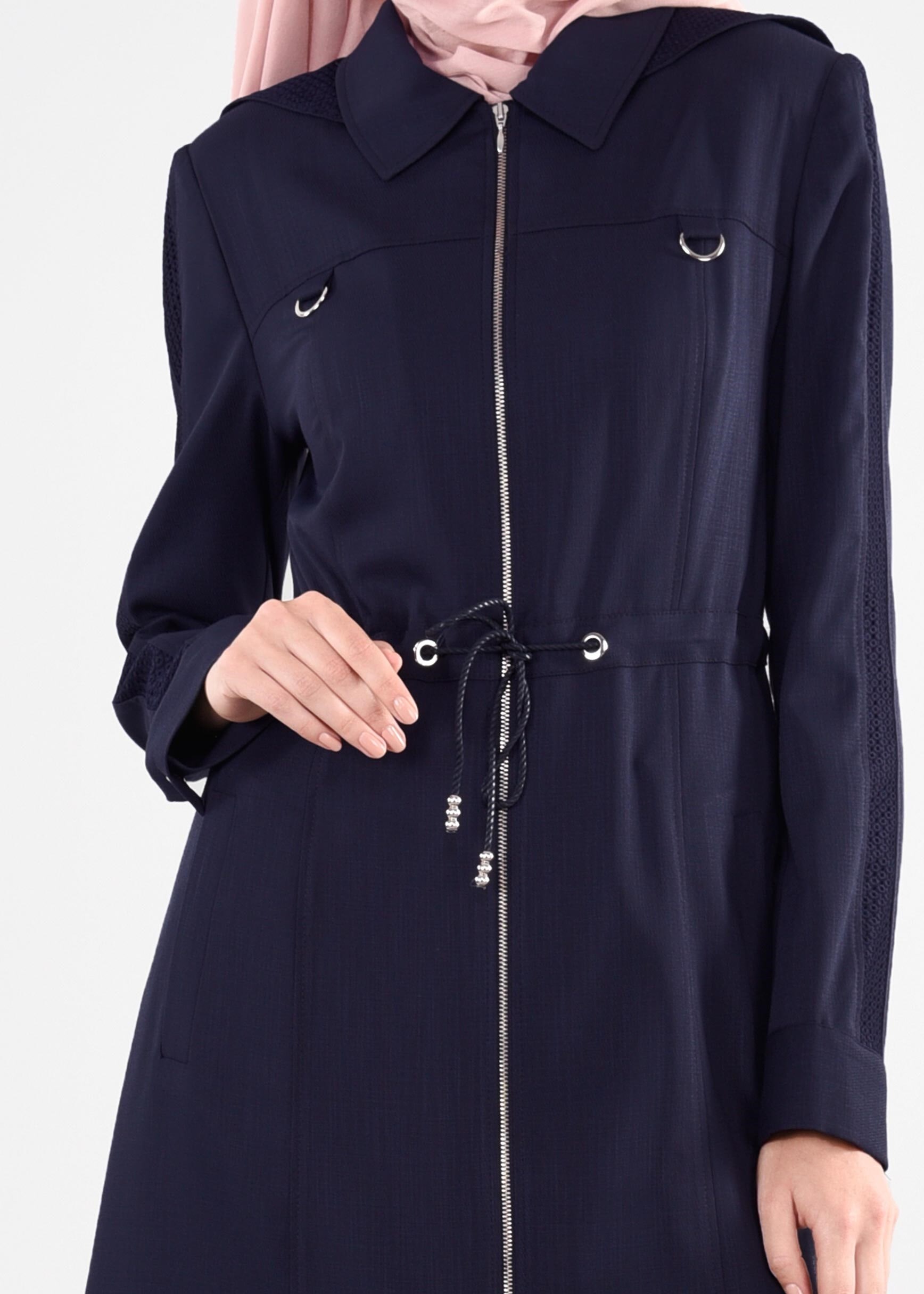 Tesettür giyim LACİVERT  DESENLİ PARDESÜ 1113