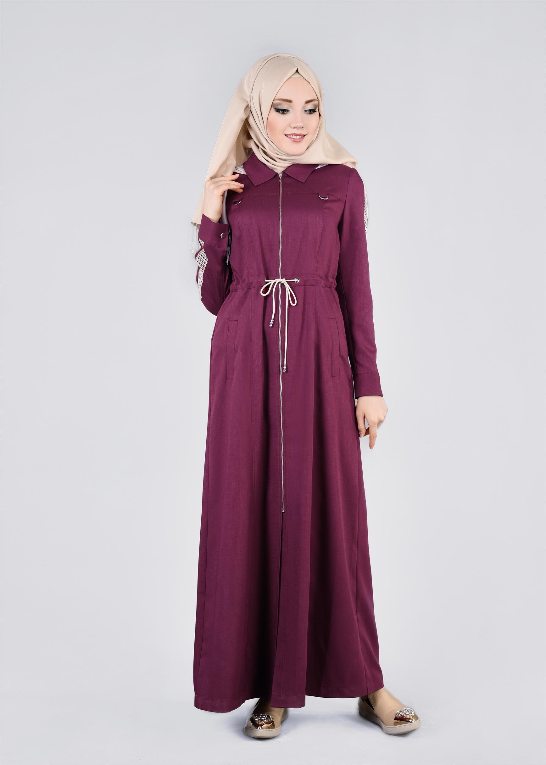 Tesettür giyim MOR  DESENLİ PARDESÜ 1113