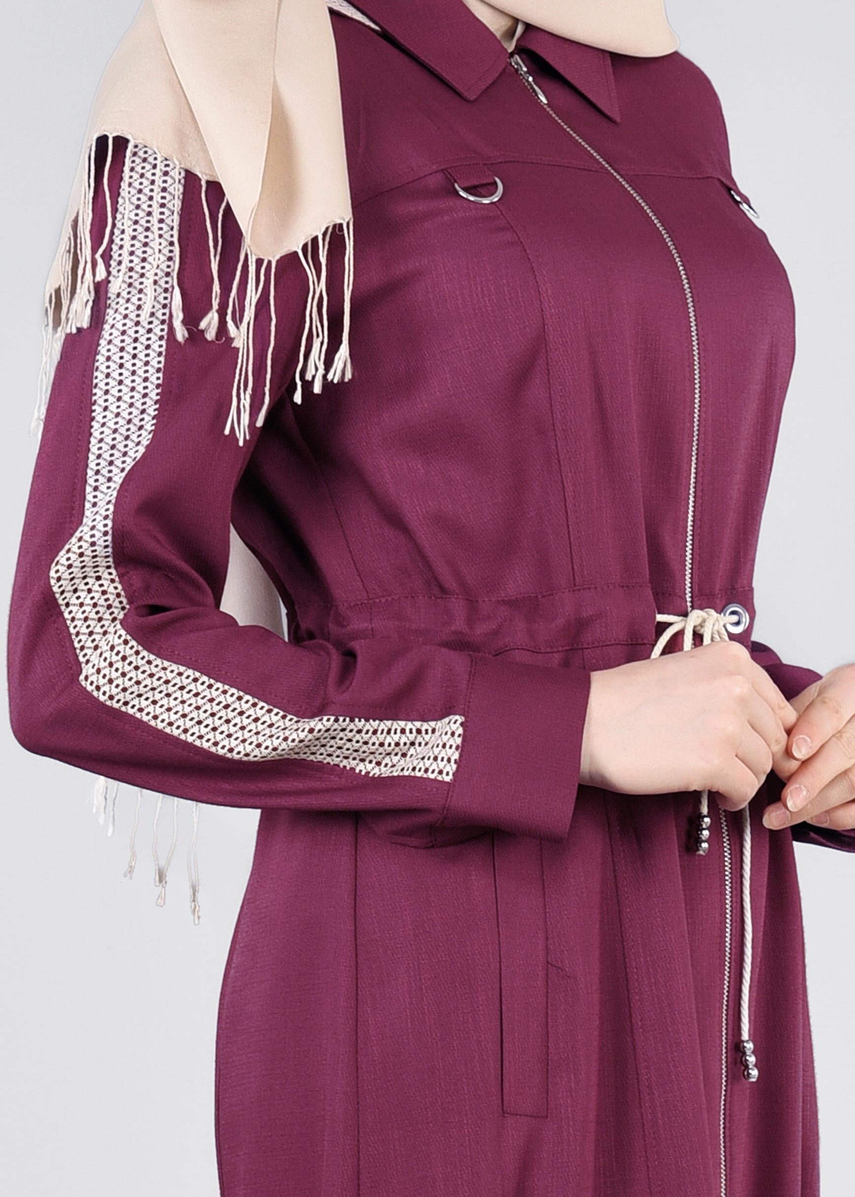 Tesettür giyim MOR  DESENLİ PARDESÜ 1113