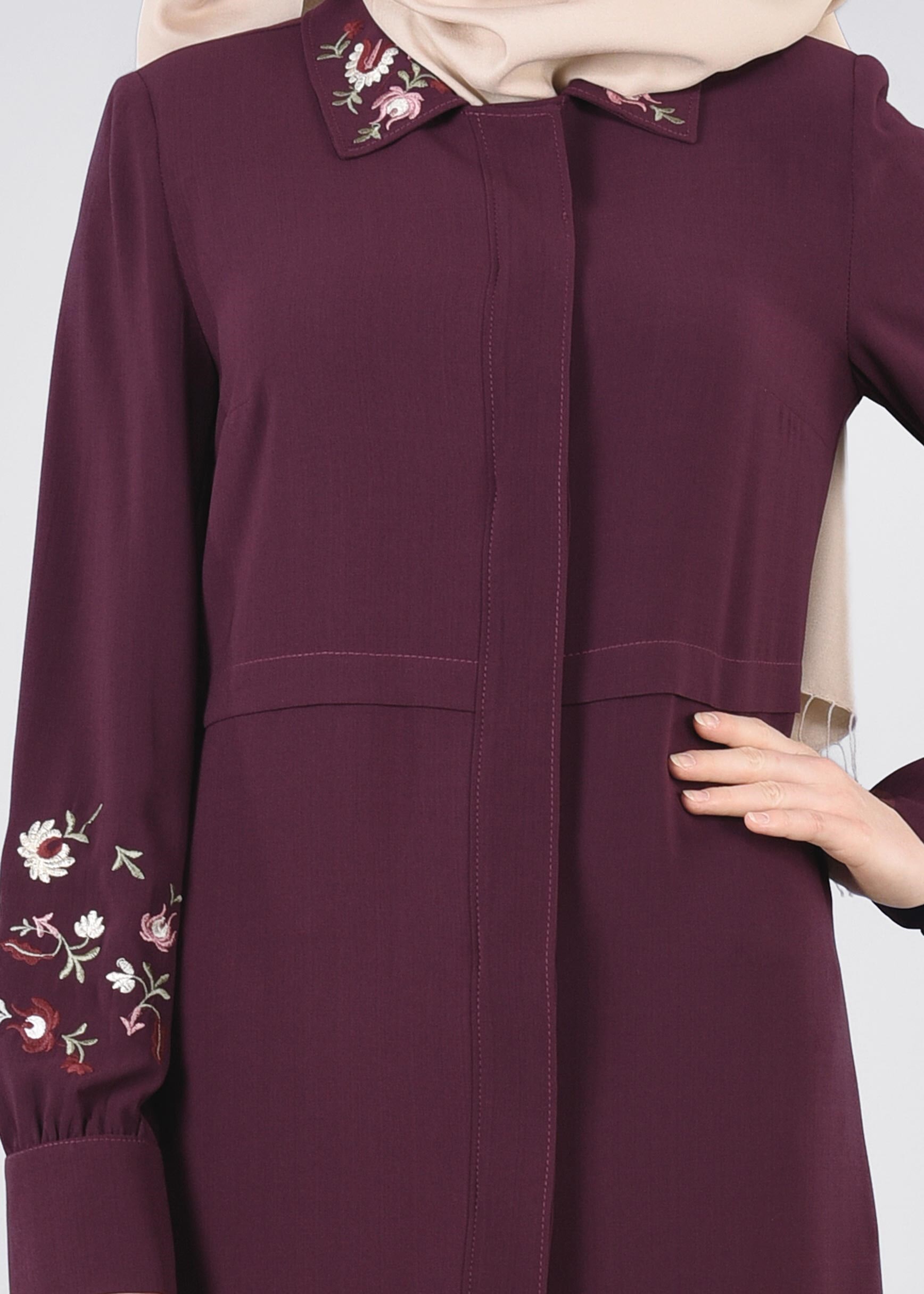 Tesettür giyim MÜRDÜM İŞLEME DETAYLI PARDESÜ 1114