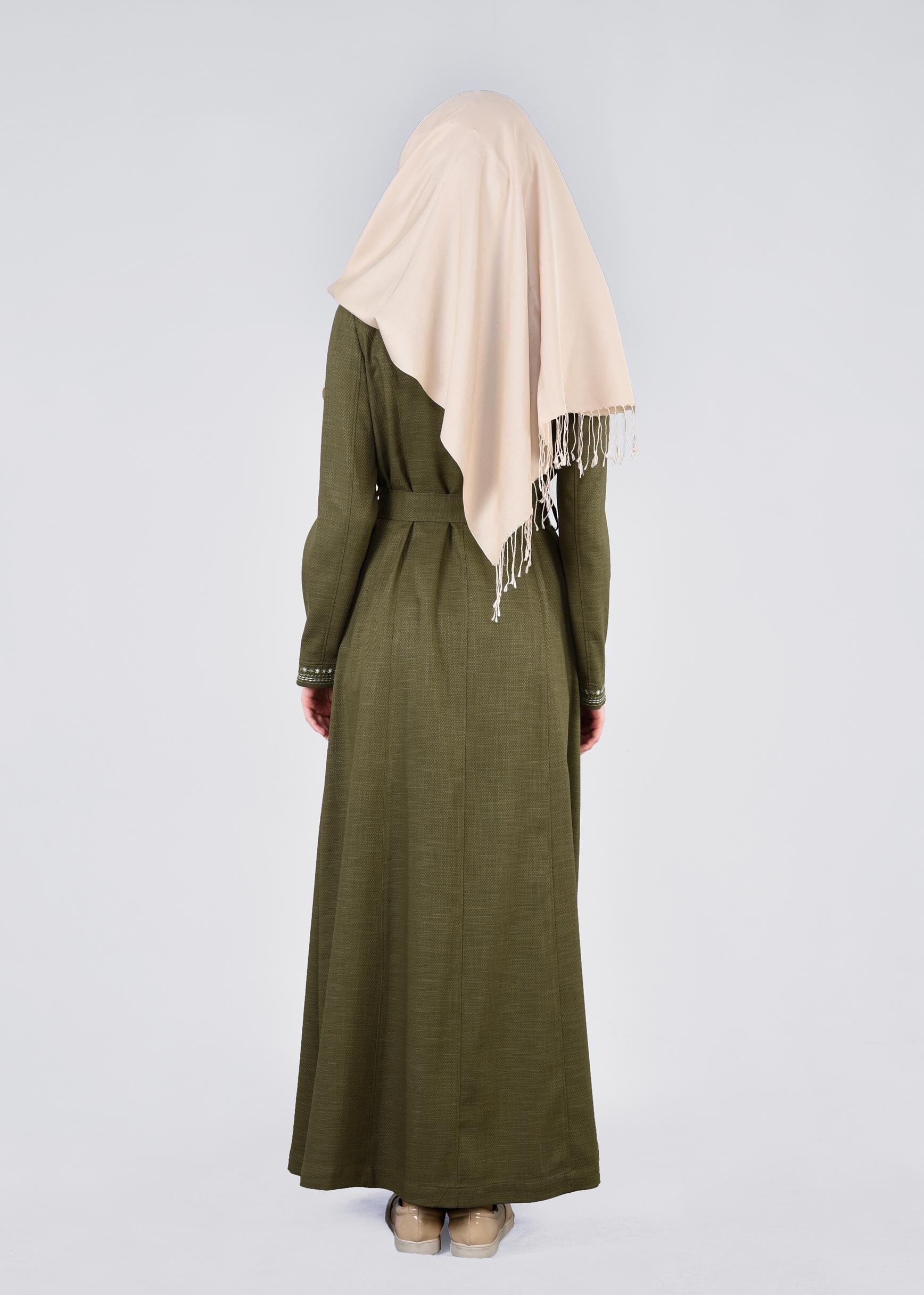 Tesettür giyim HAKİ 1116 SHADOW PARDESÜ 40/48 TEK38