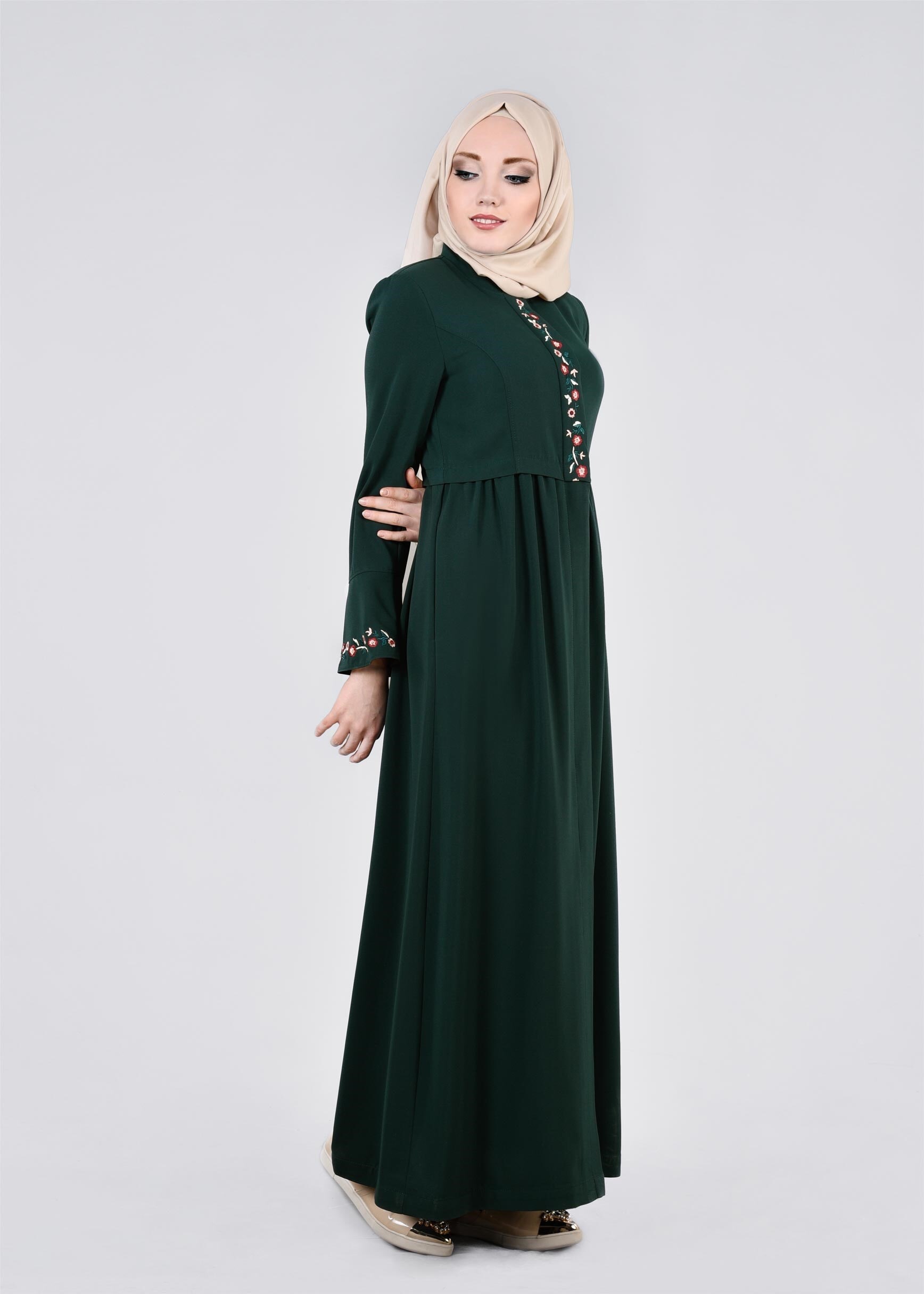Tesettür giyim YEŞİL 1121 FARAH 6288 PARDESÜ 38/46 TEK40