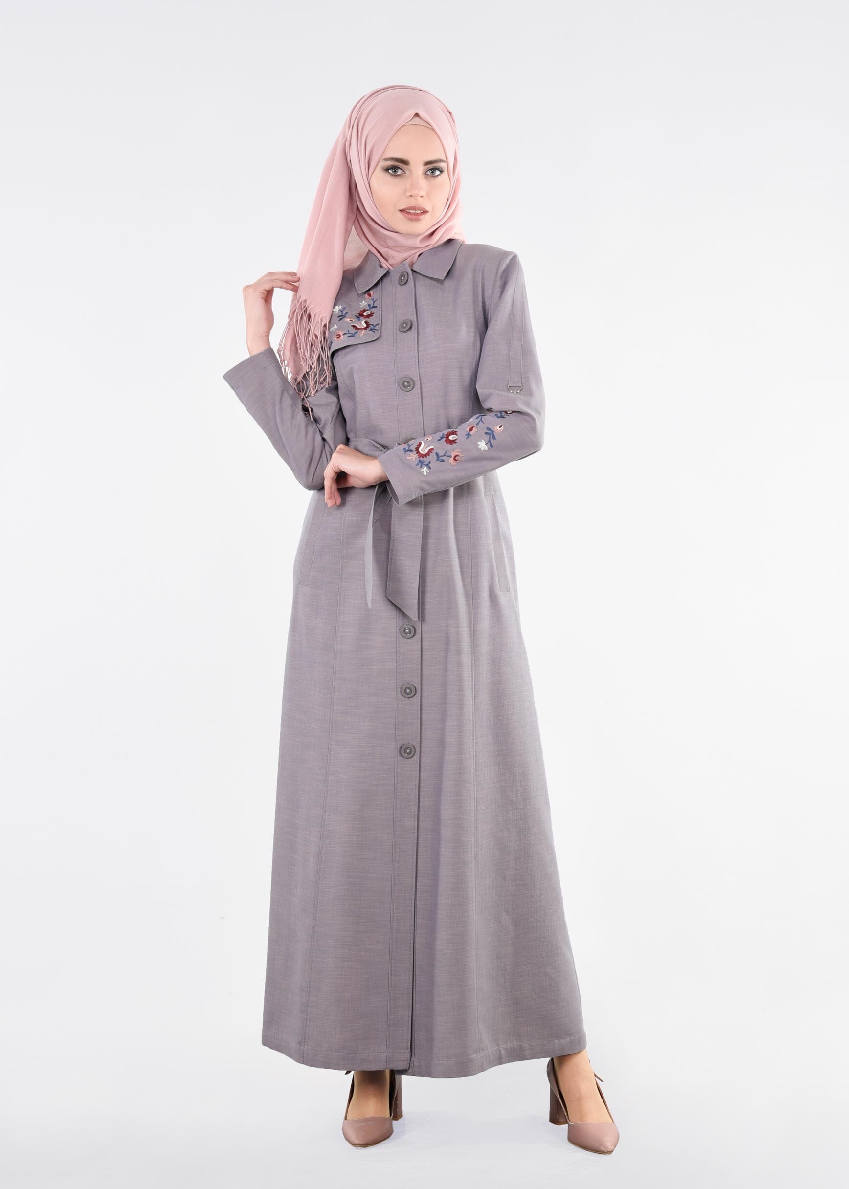 Tesettür giyim GRİ 1122 17631 PARDESÜ 40/48 TEK38