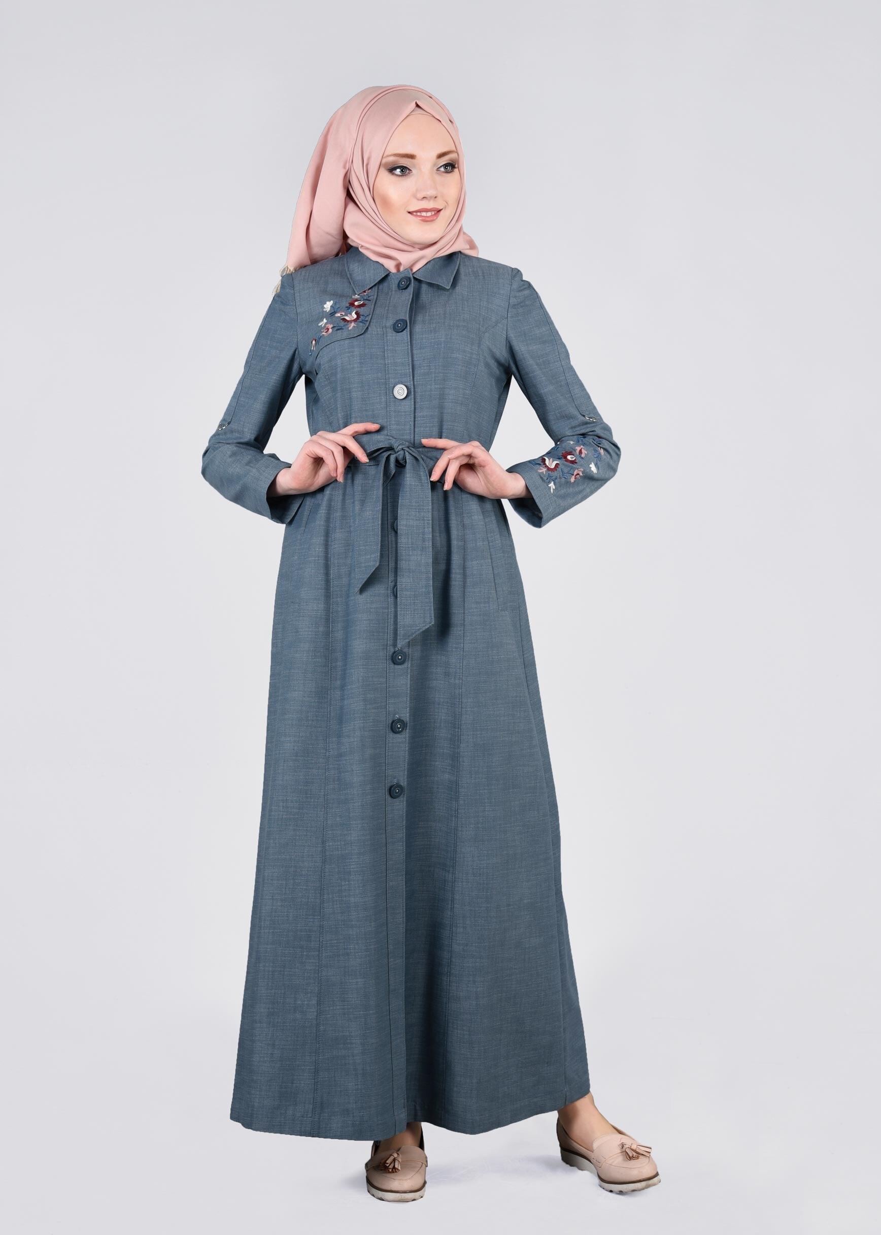 Tesettür giyim LACİVERT 1122 17631 PARDESÜ 40/48 TEK38