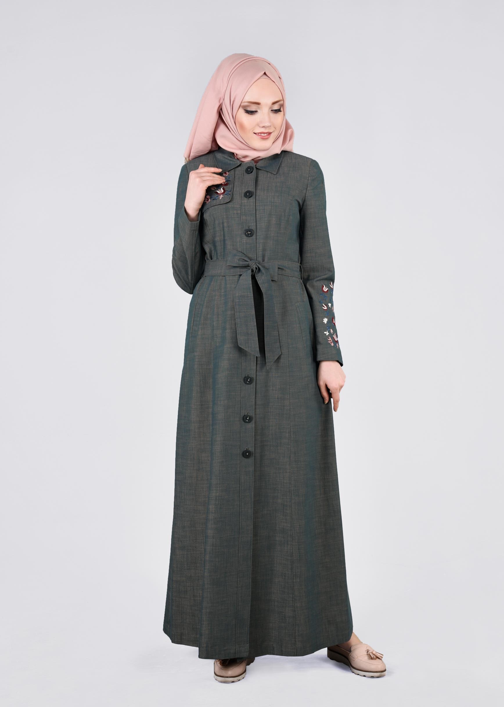 Tesettür giyim MAVİ 1122 17631 PARDESÜ 40/48 TEK38