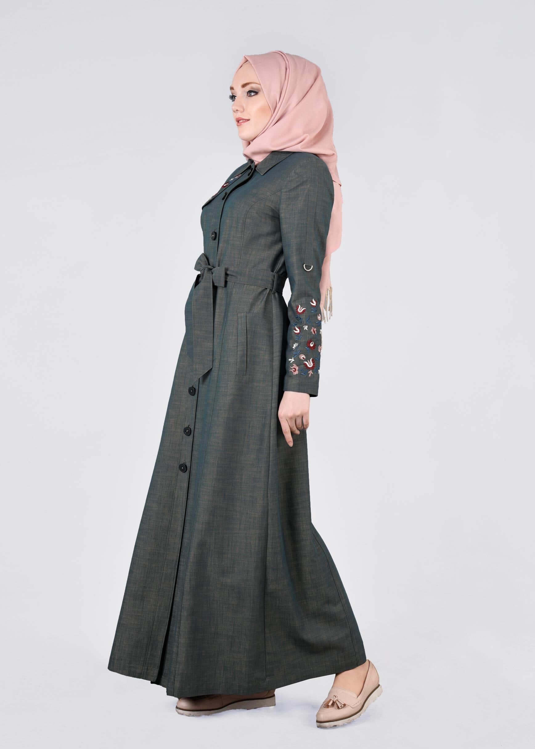 Tesettür giyim MAVİ 1122 17631 PARDESÜ 40/48 TEK38