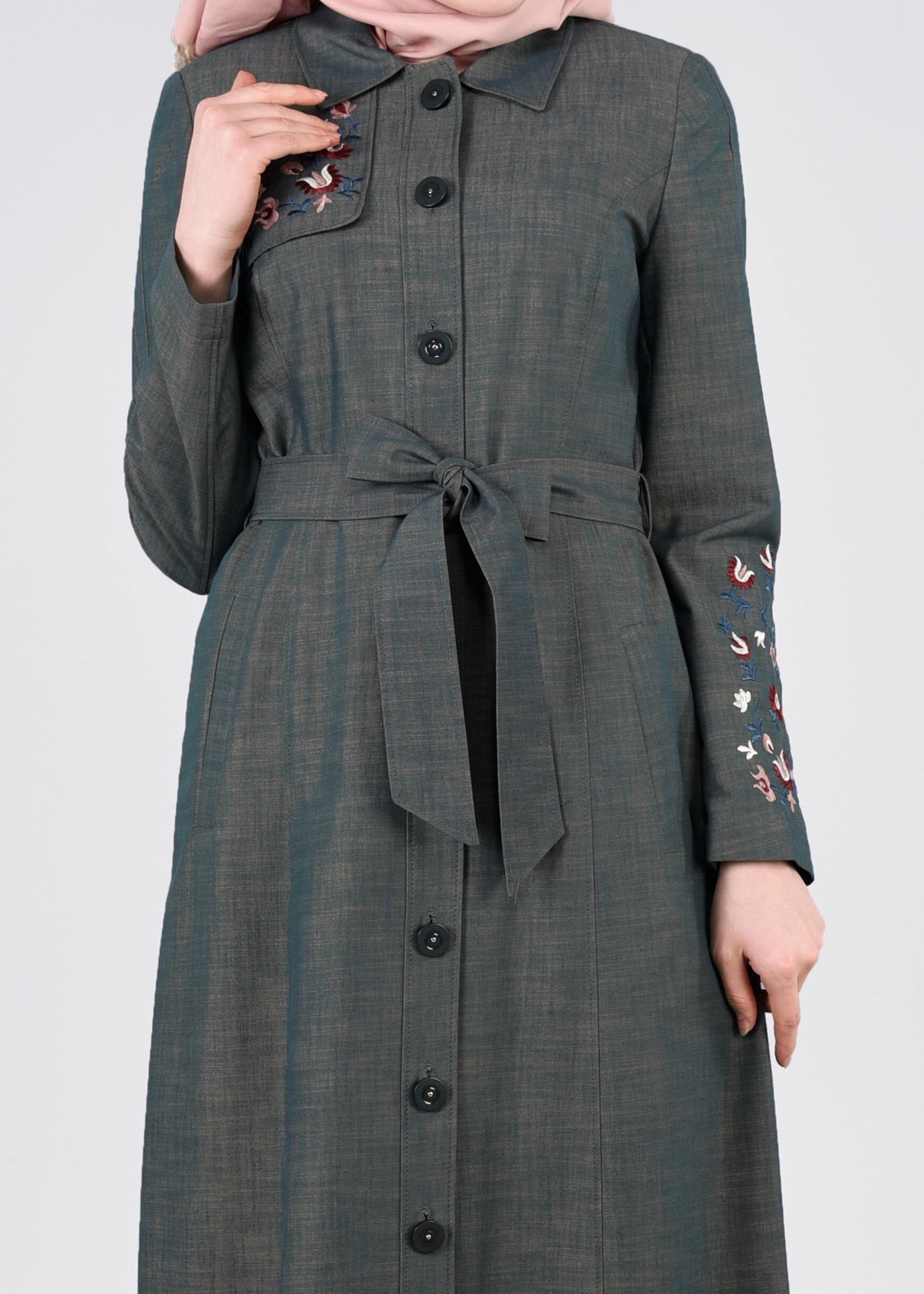 Tesettür giyim MAVİ 1122 17631 PARDESÜ 40/48 TEK38