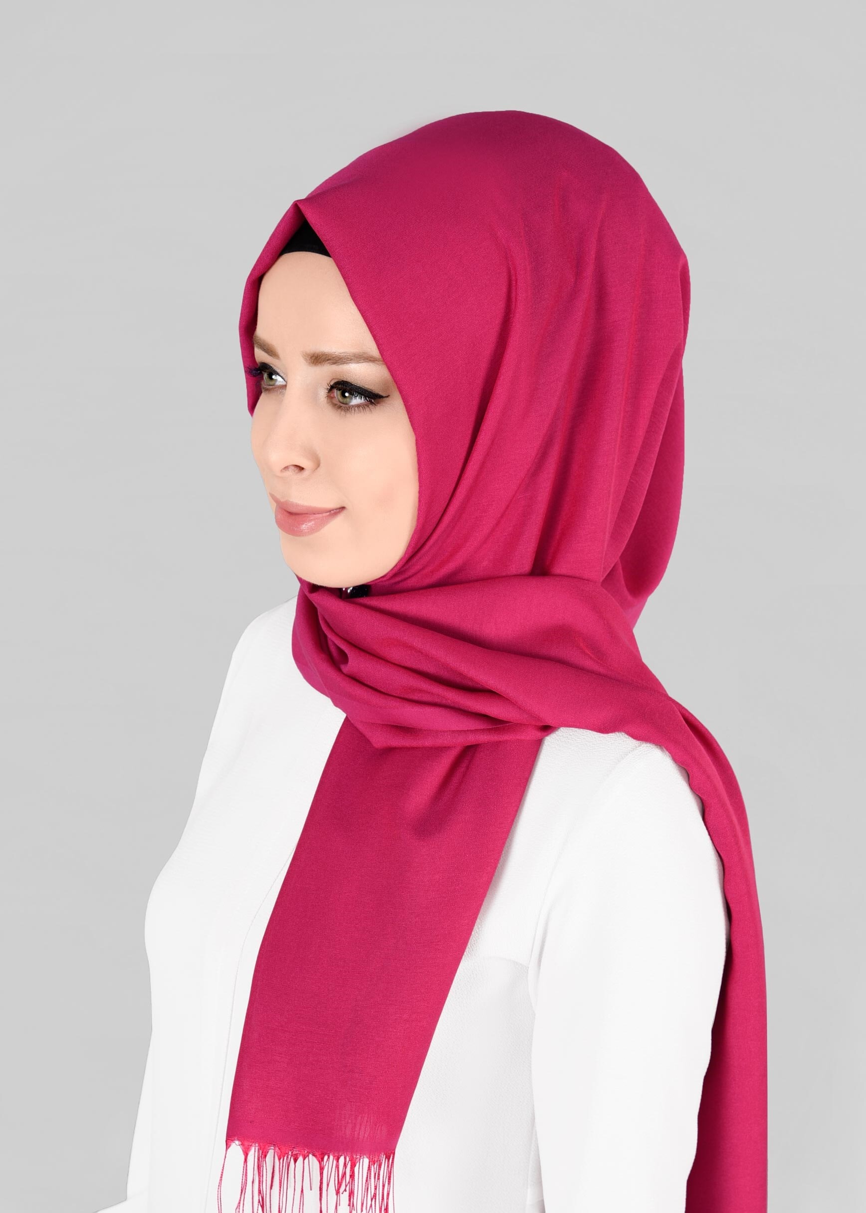 Tesettür giyim FUŞYA 9832 ALVİNA KETEN ŞAL ŞAL