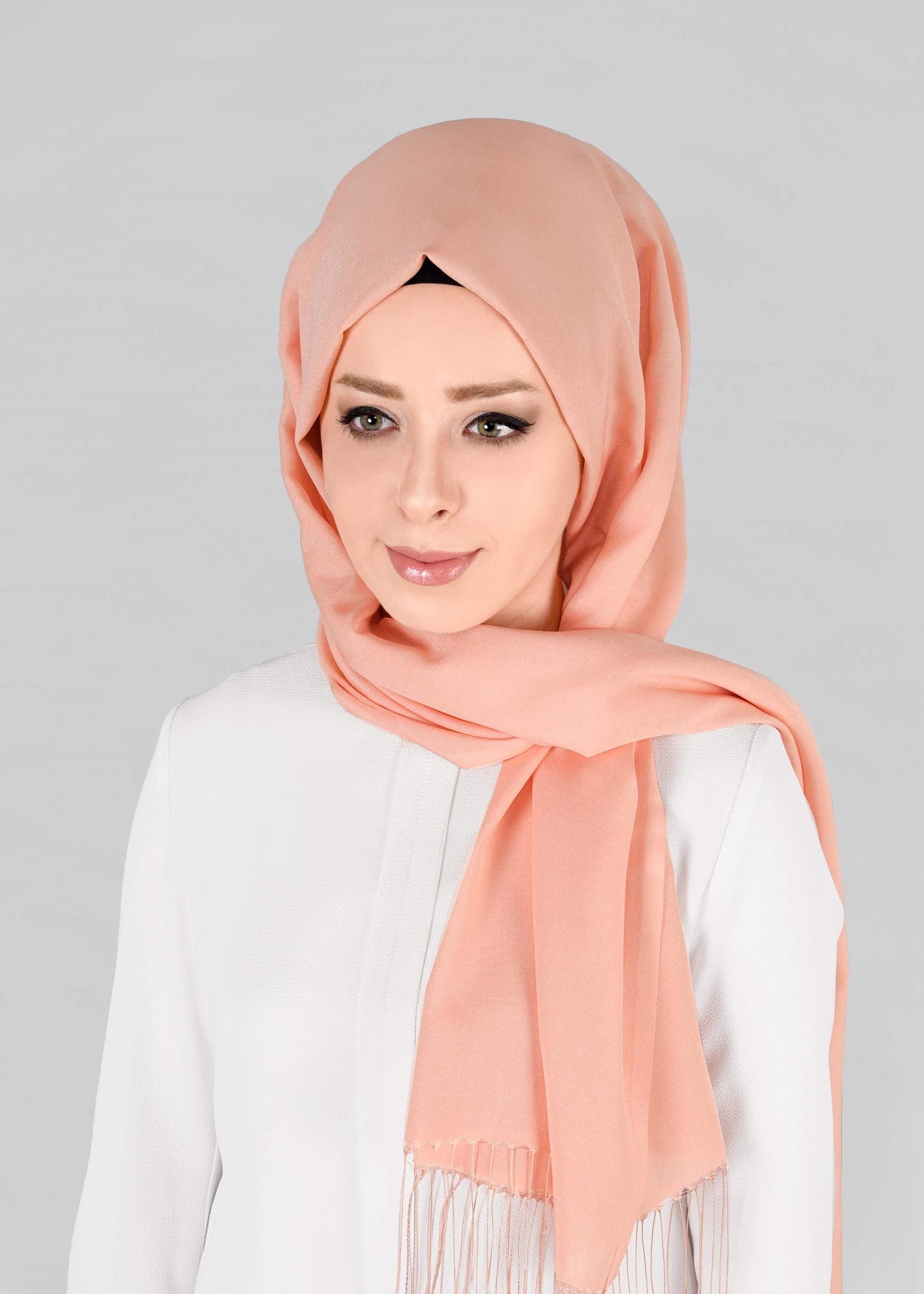 Tesettür giyim PUDRA 9832 ALVİNA KETEN ŞAL ŞAL