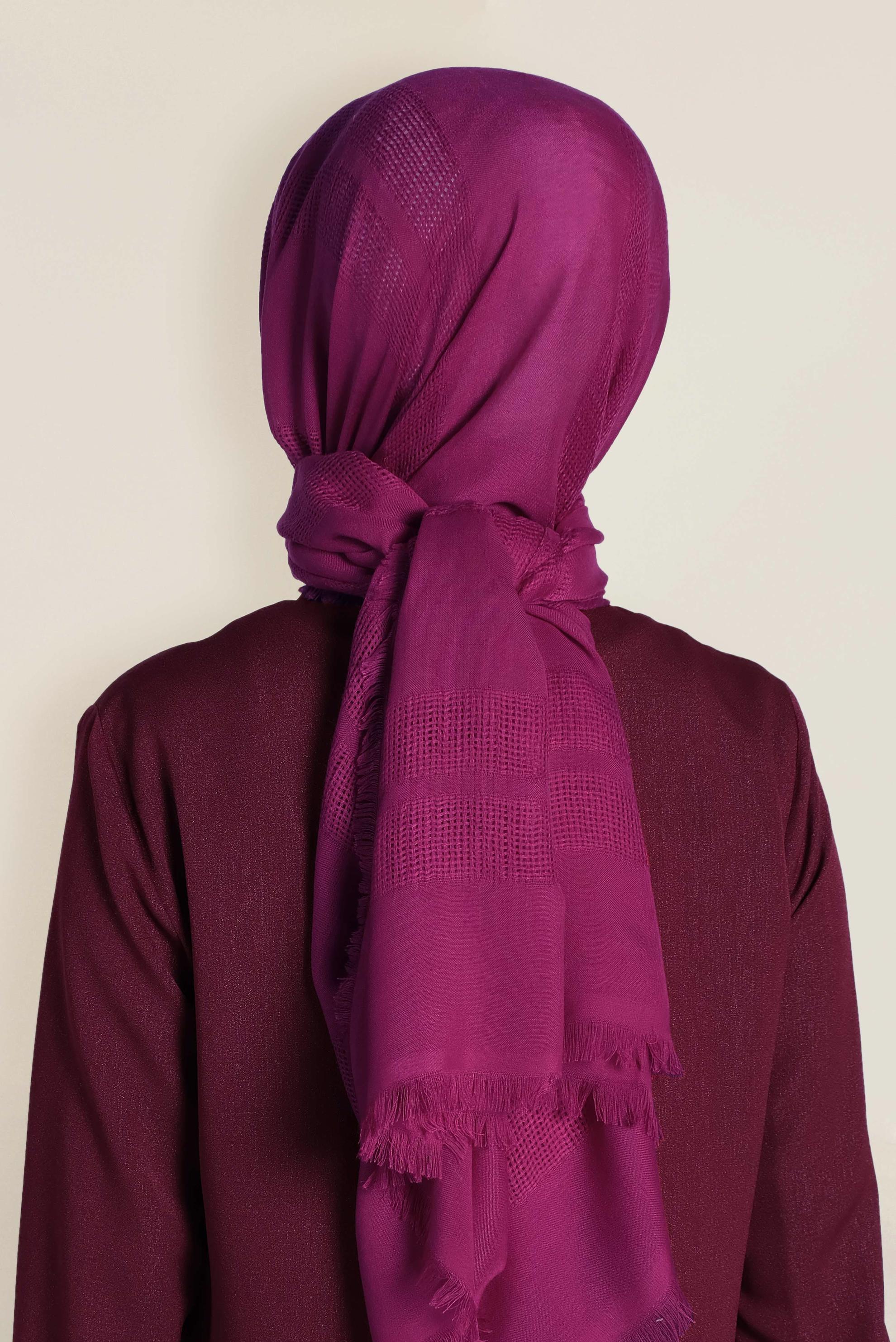 Tesettür giyim FUŞYA 9833 ALVİNA ÇİFT ÇİZGİ FİLE ŞAL