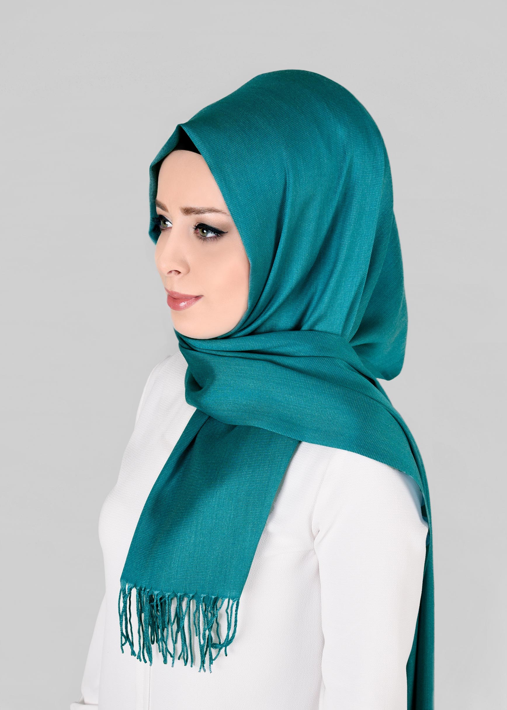 Tesettür giyim MAVİ 9834 ALVİNA  KIRÇILLI ŞAL