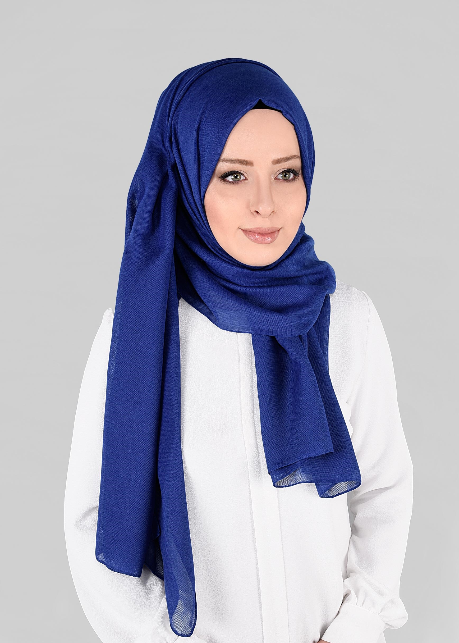 Tesettür giyim LACİVERT 9847 ALVİNA DİKİŞLİ KETEN ŞAL