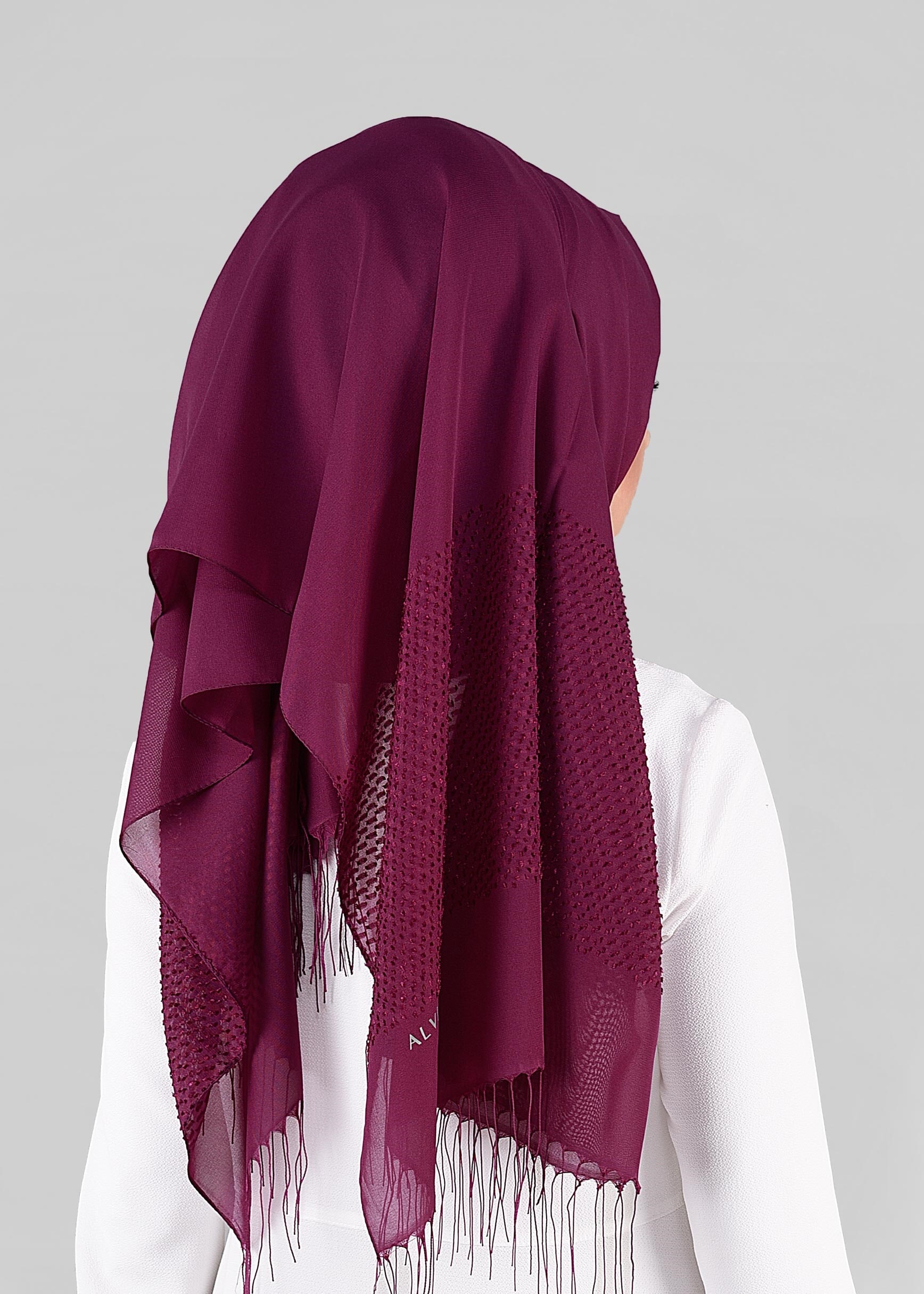 Tesettür giyim FUŞYA 9850 ALVİNA KESME ŞİFON ŞAL