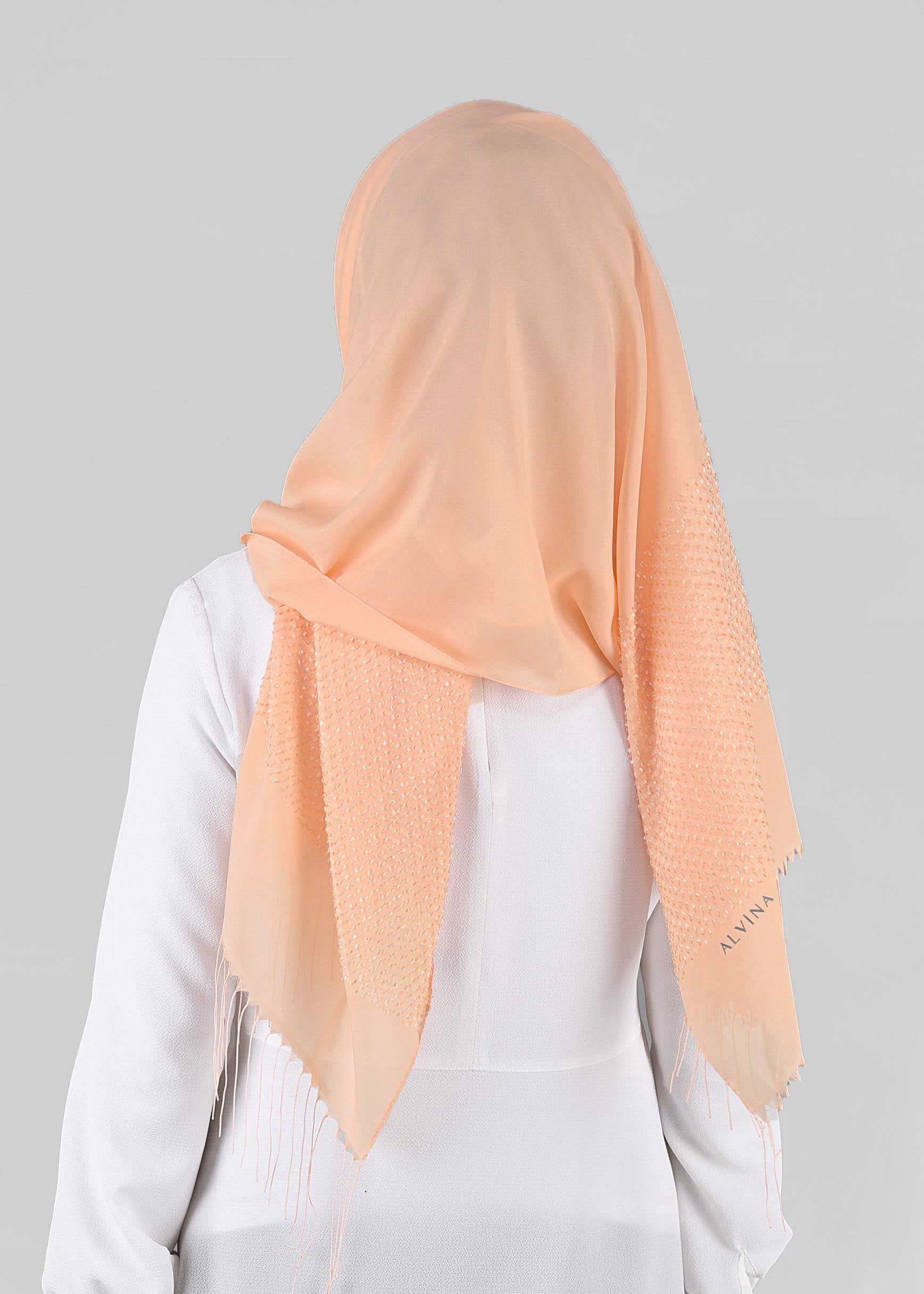 Tesettür giyim PUDRA 9850 ALVİNA KESME ŞİFON ŞAL