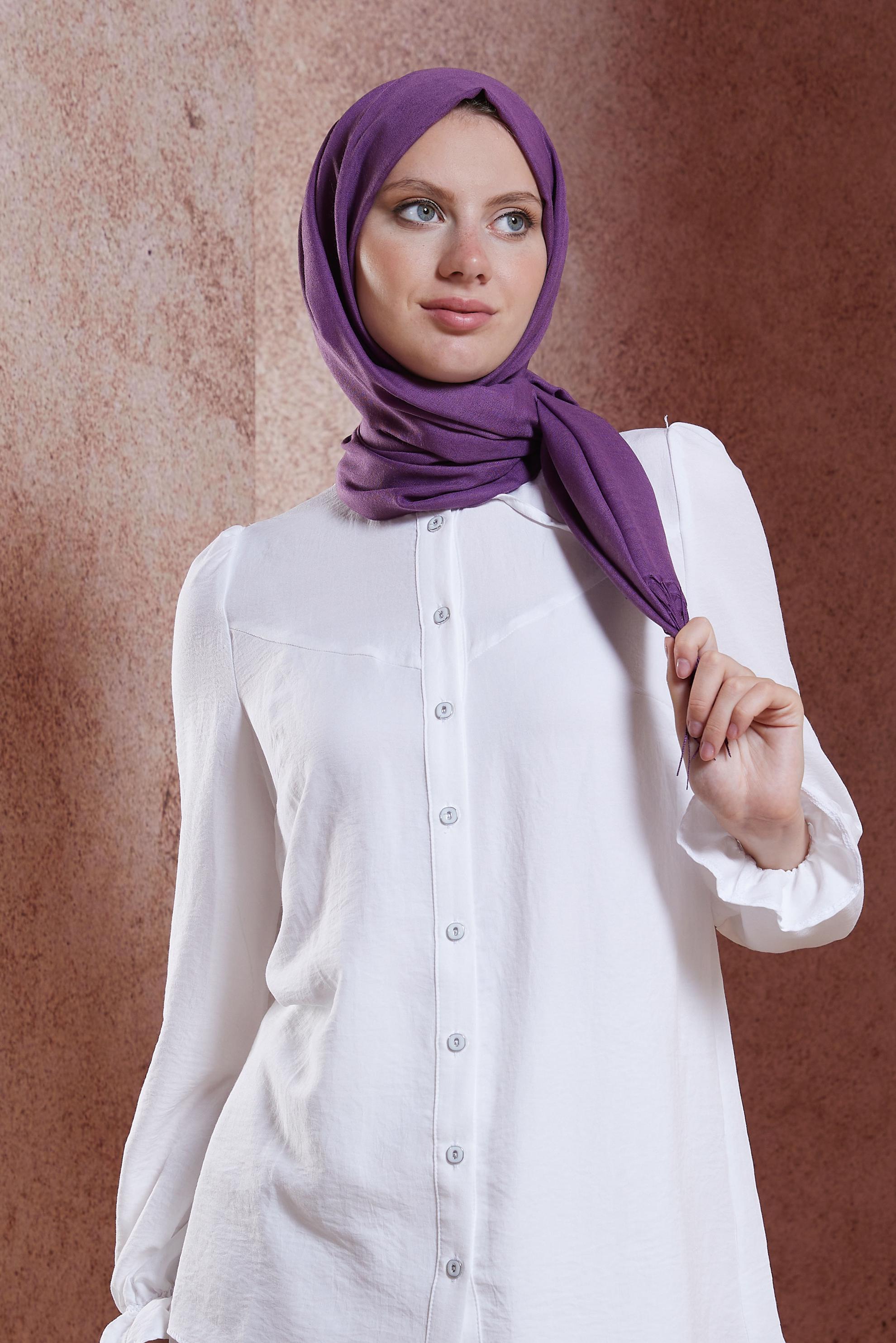 Tesettür giyim MOR ALVİNA PÜSKÜLLÜ ŞAL 9856