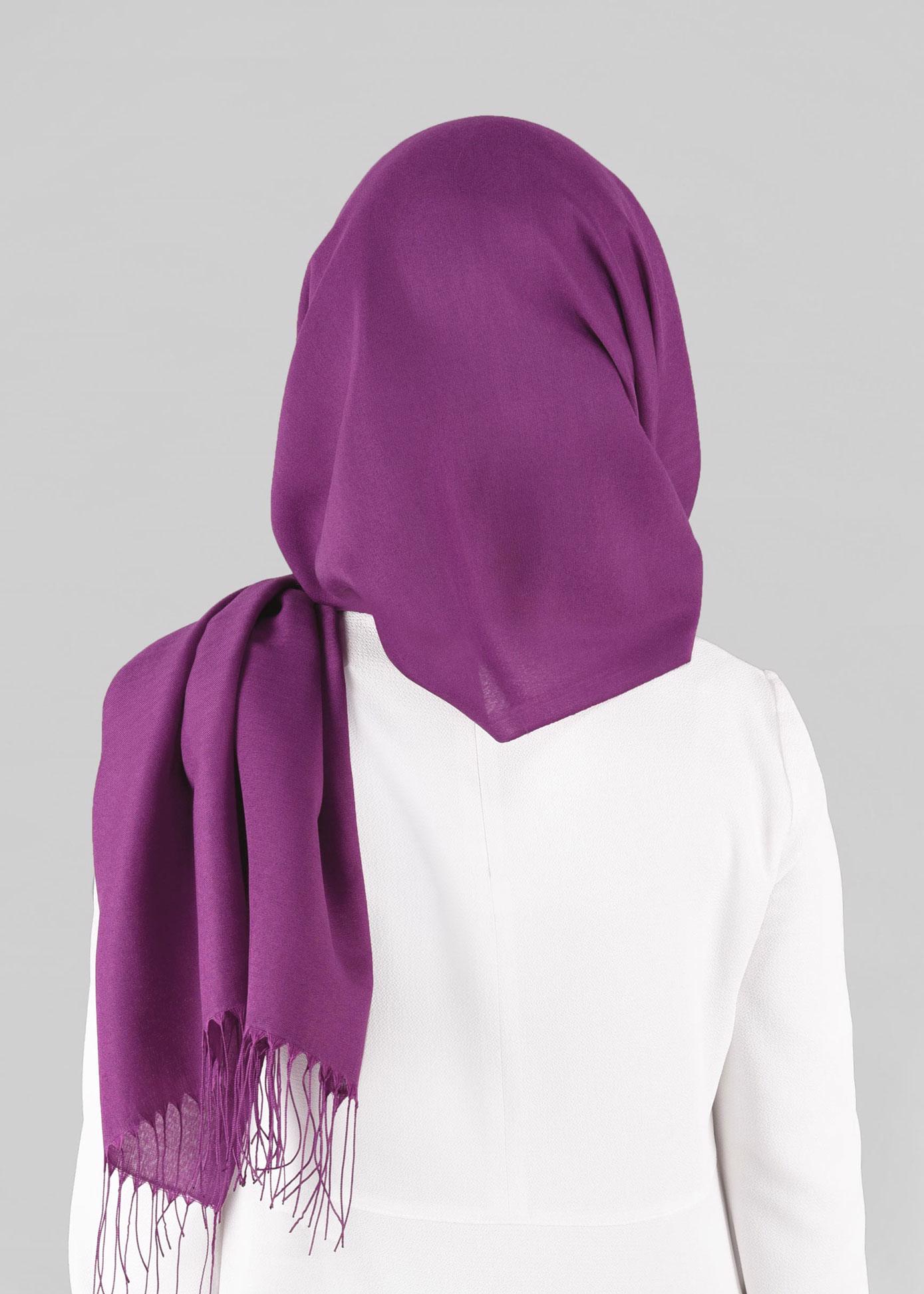 Tesettür giyim FUŞYA ALVİNA PÜSKÜLLÜ ŞAL 9856