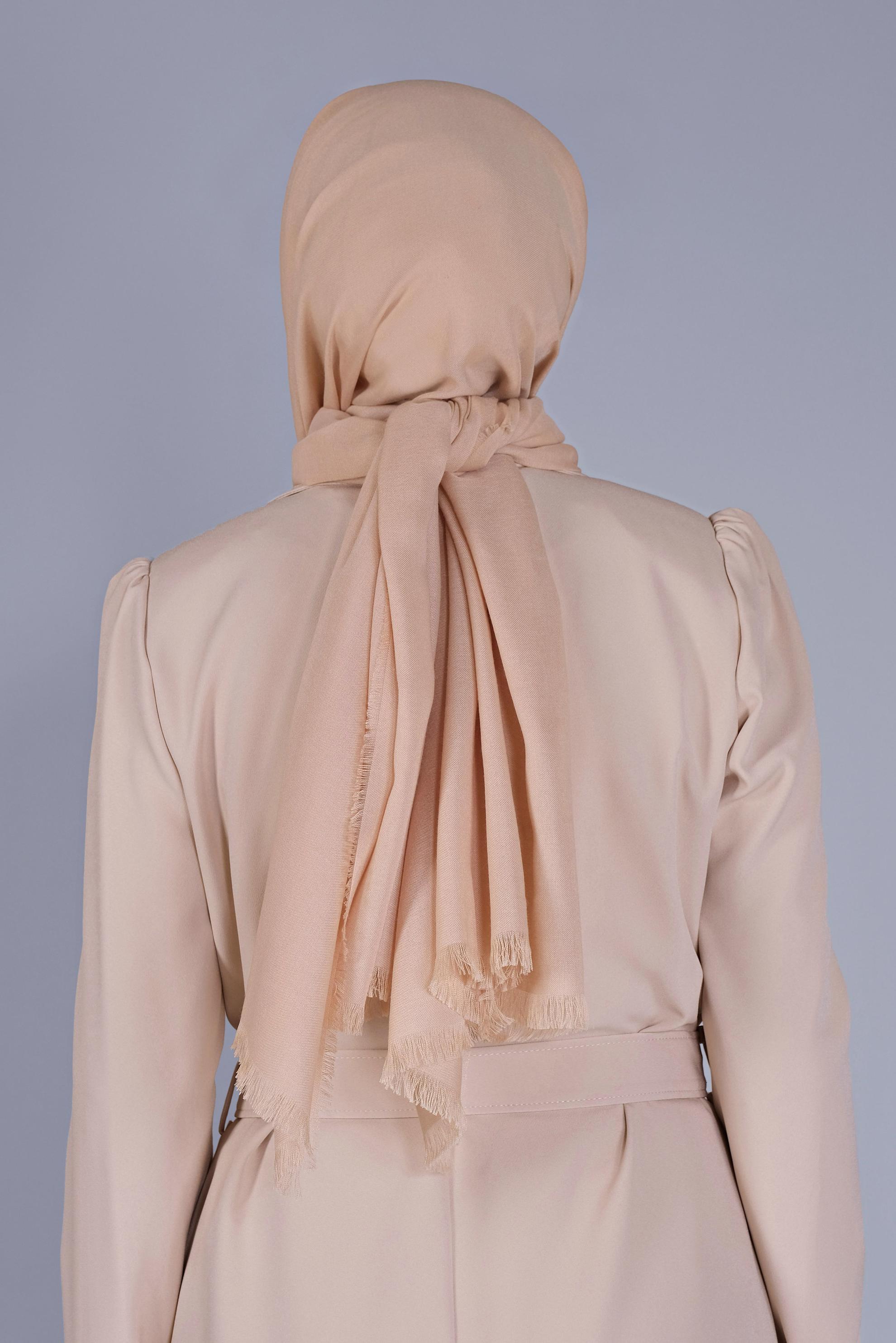 Tesettür giyim BEJ ALVİNA DÜZ BOYA ÇİFT TELLİ ŞAL 9866 