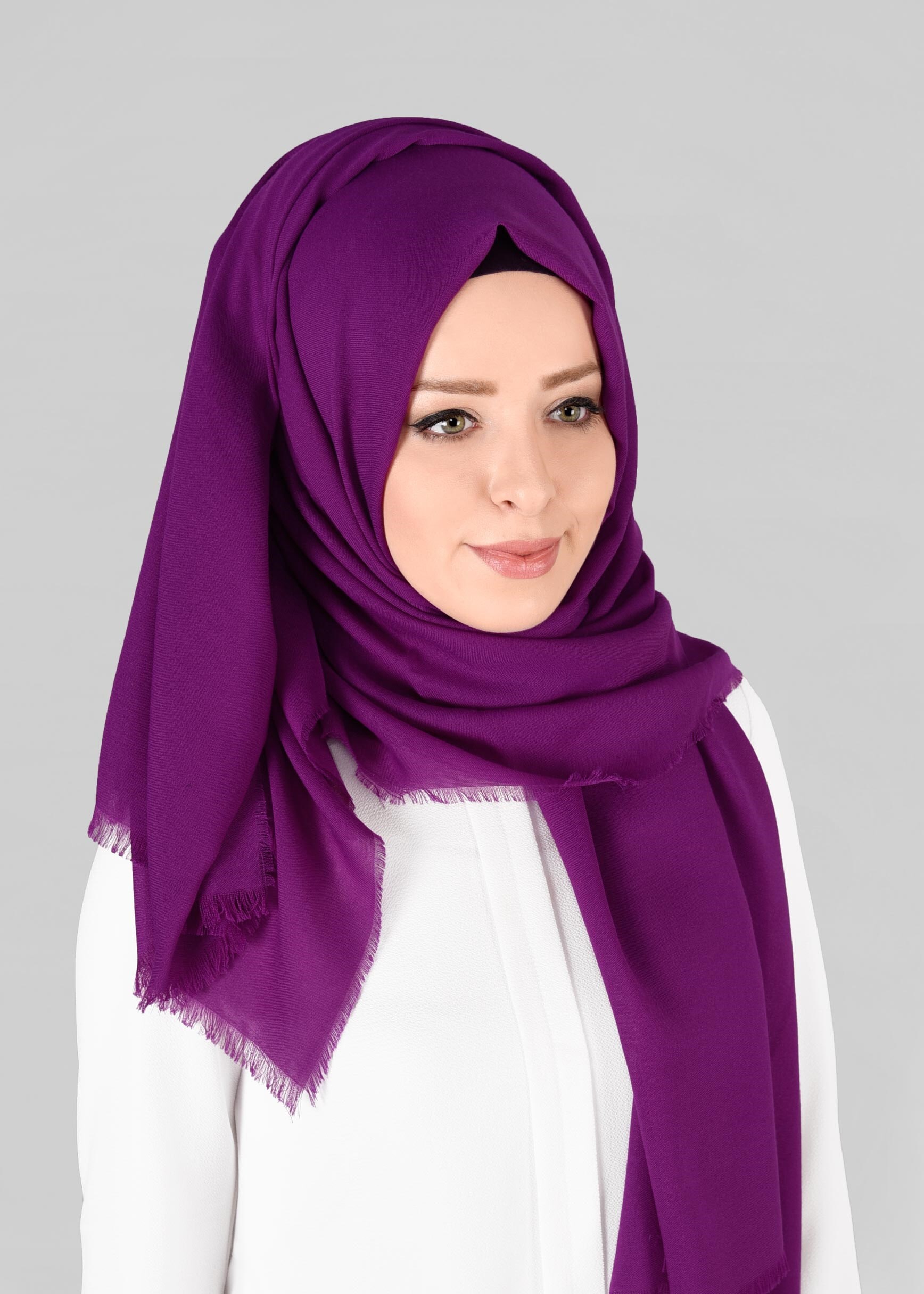 Tesettür giyim MOR ALVİNA DÜZ BOYA ÇİFT TELLİ ŞAL 9866 