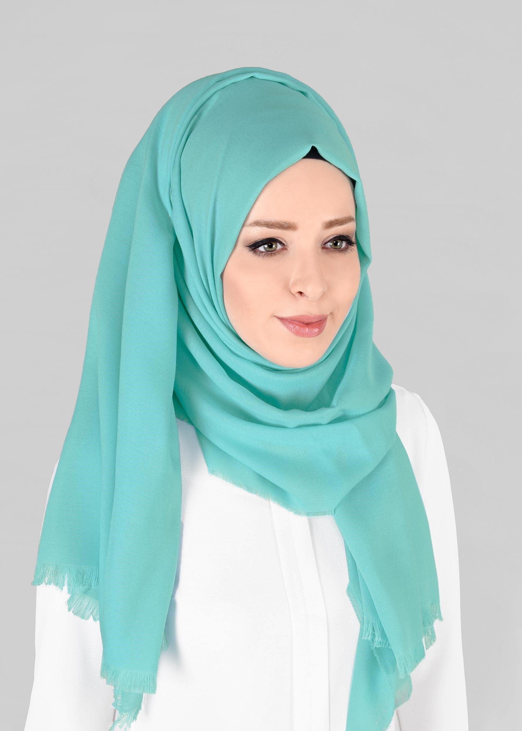 Tesettür giyim MAVİ ALVİNA DÜZ BOYA ÇİFT TELLİ ŞAL 9866 