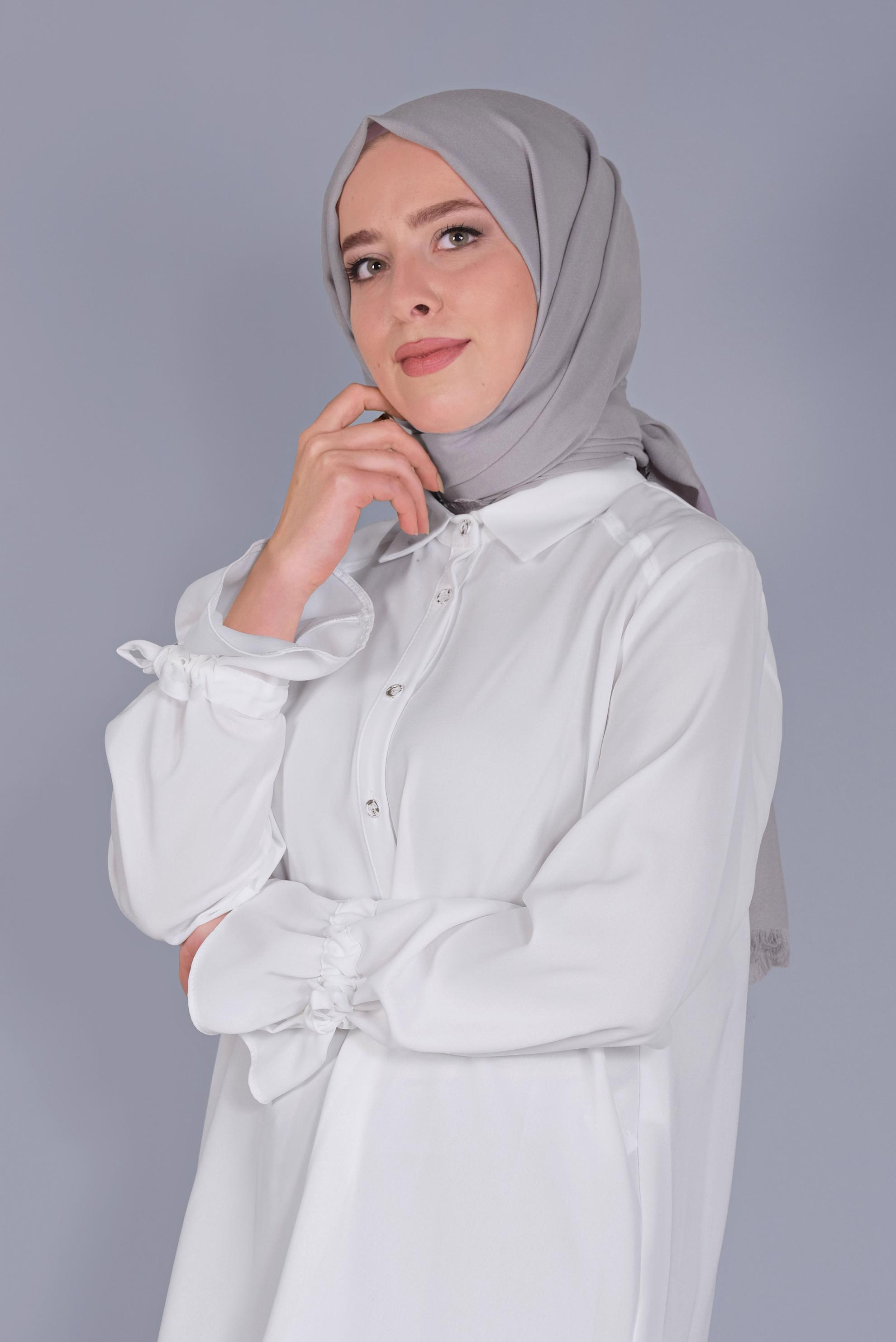 Tesettür giyim GRİ ALVİNA DÜZ BOYA ÇİFT TELLİ ŞAL 9866 