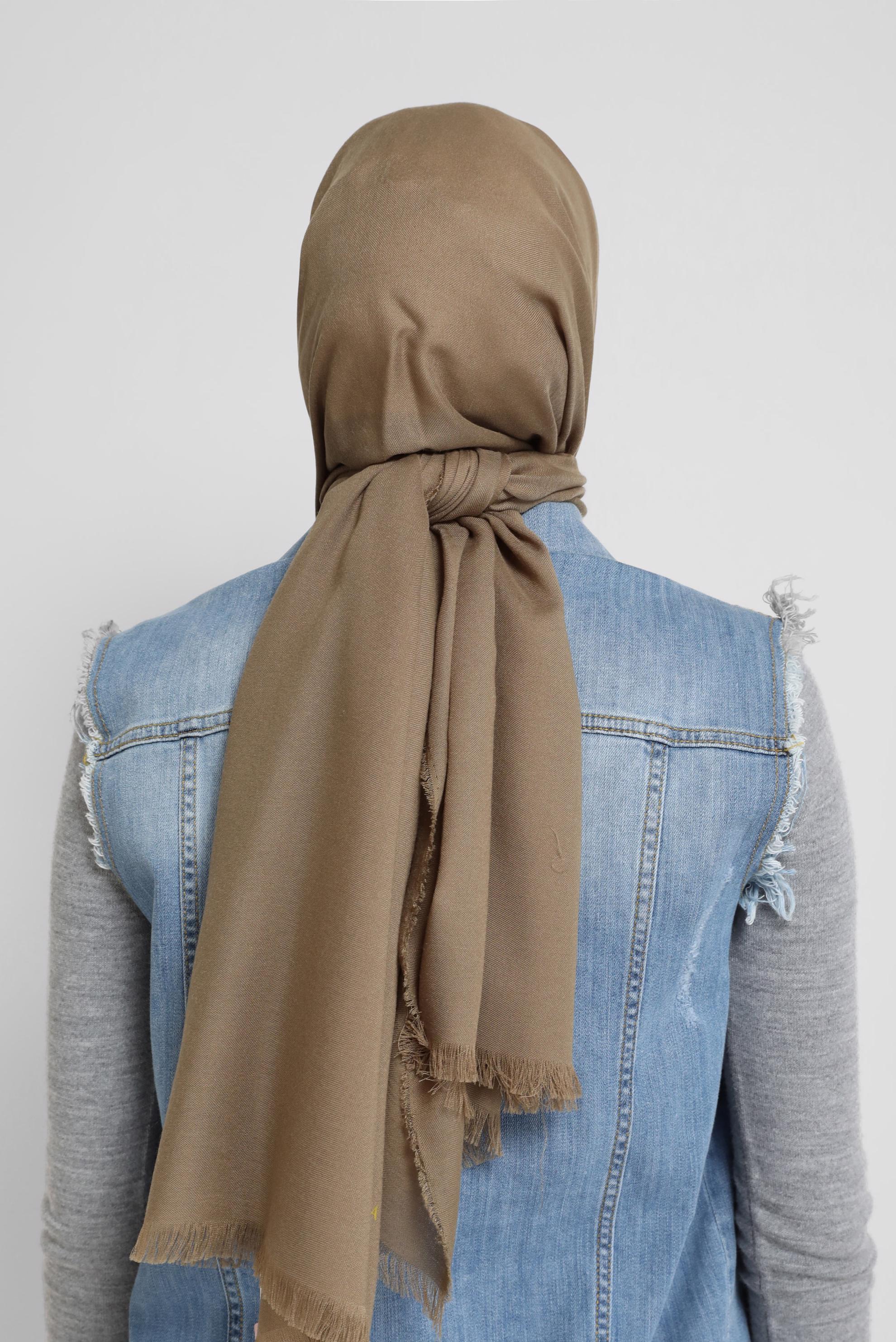 Tesettür giyim HAKİ ALVİNA DÜZ BOYA ÇİFT TELLİ ŞAL 9866 