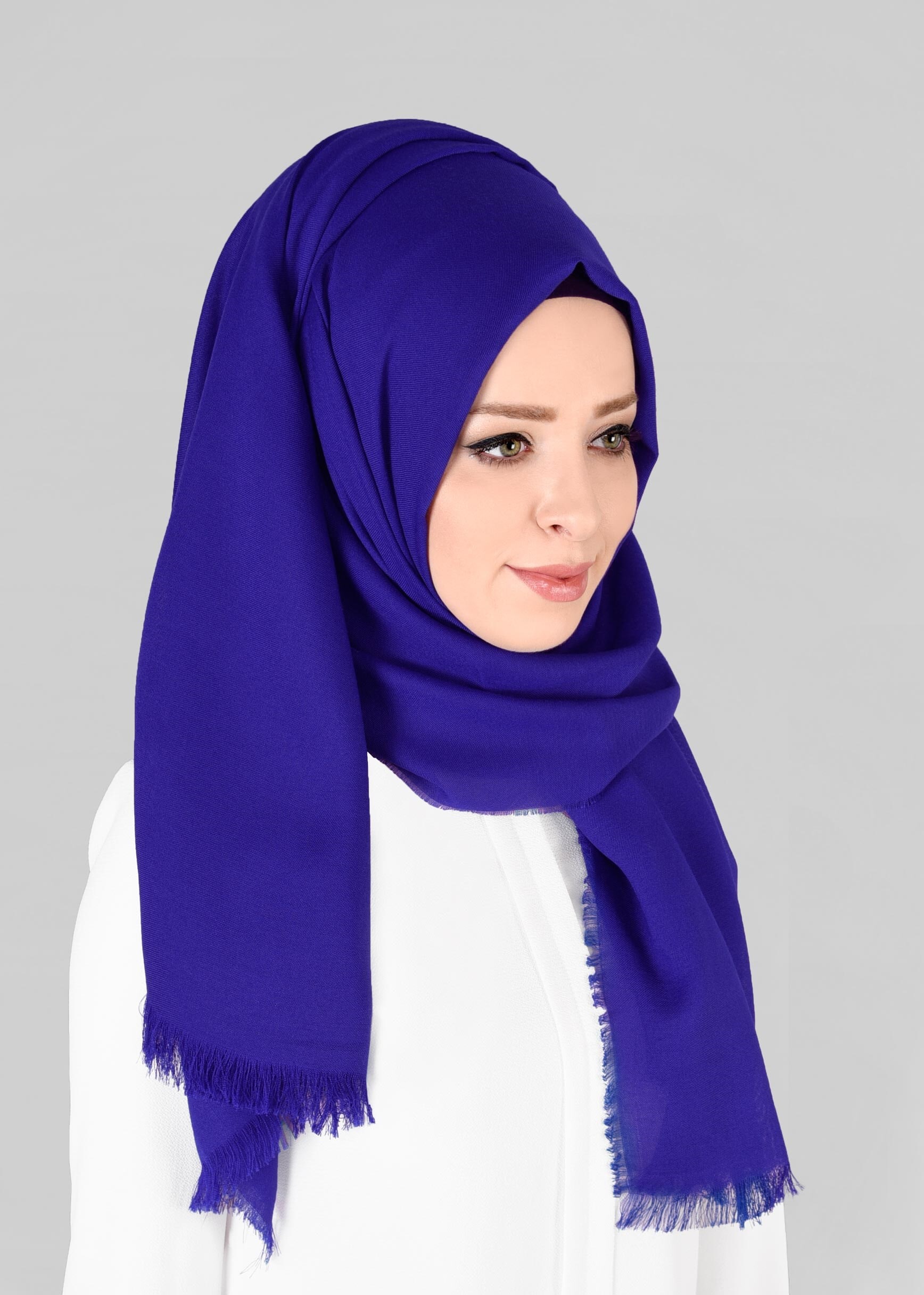 Tesettür giyim LACİVERT ALVİNA DÜZ BOYA ÇİFT TELLİ ŞAL 9866 