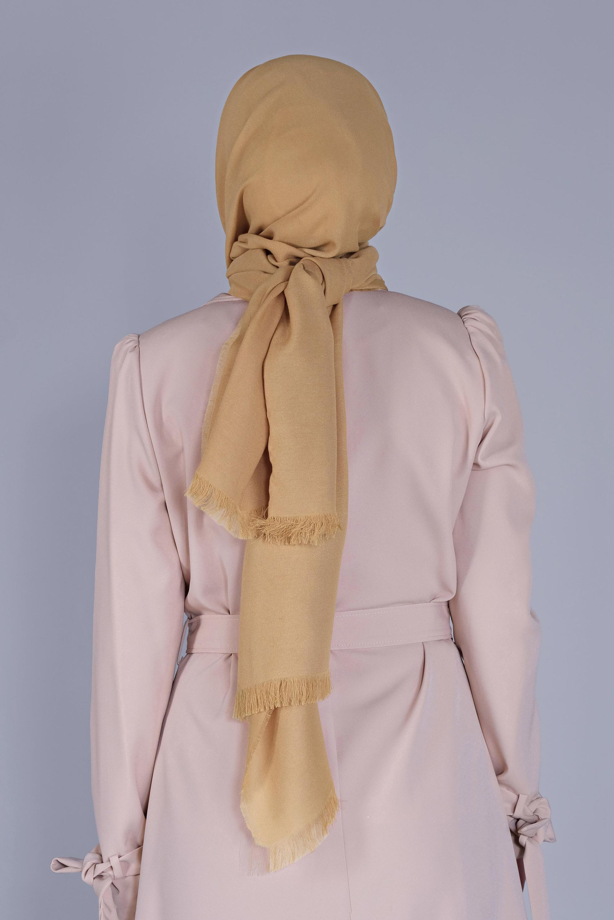 Tesettür giyim ALTIN ALVİNA DÜZ BOYA ÇİFT TELLİ ŞAL 9866 