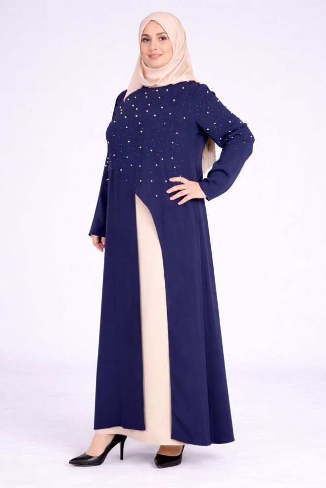 Hijab clothing NAVY BLUE GEM DETAILED SKIRTED SUIT 3374 - ALVİNA