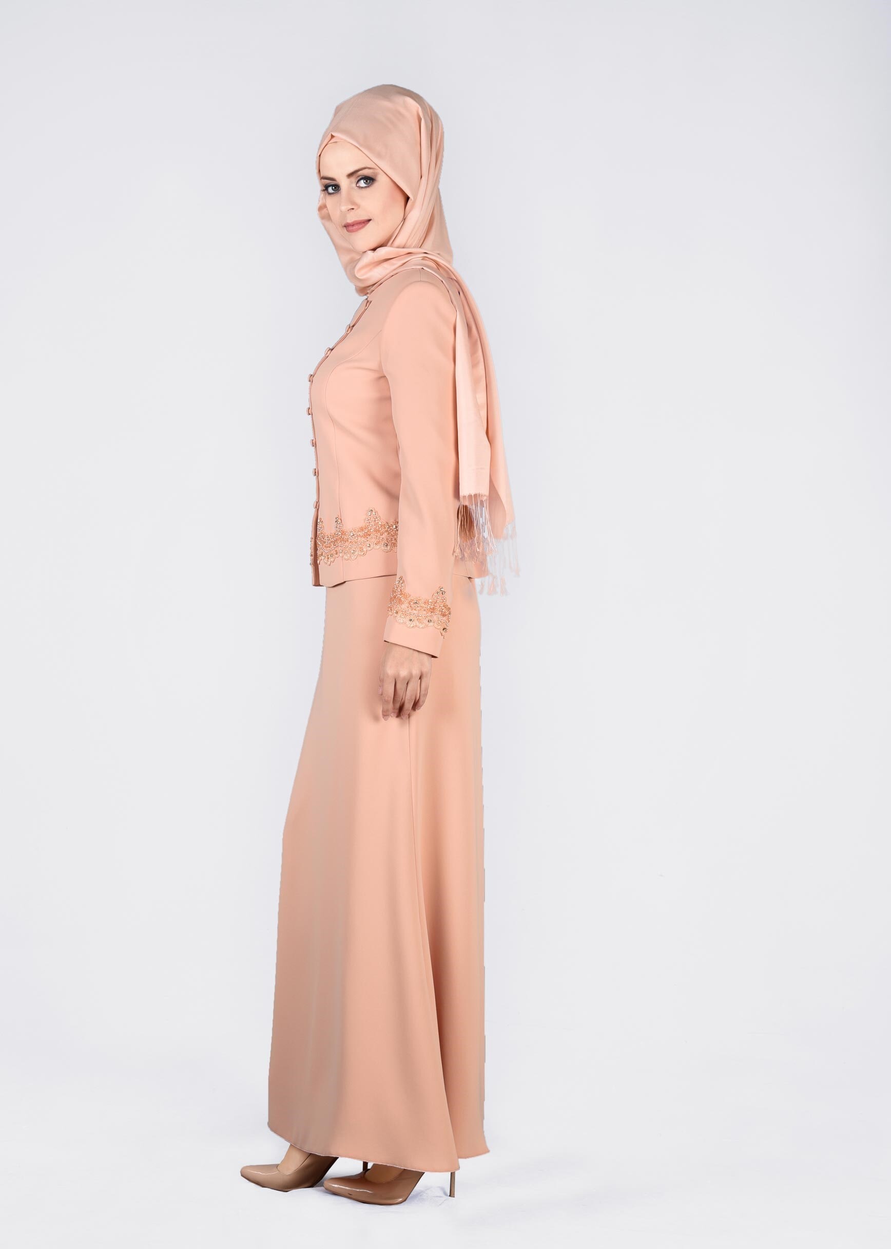 Tesettür giyim PUDRA 3378E NEW SUZANNA 2&prime;Lİ ETEKLİ TK.40/46 TEK38