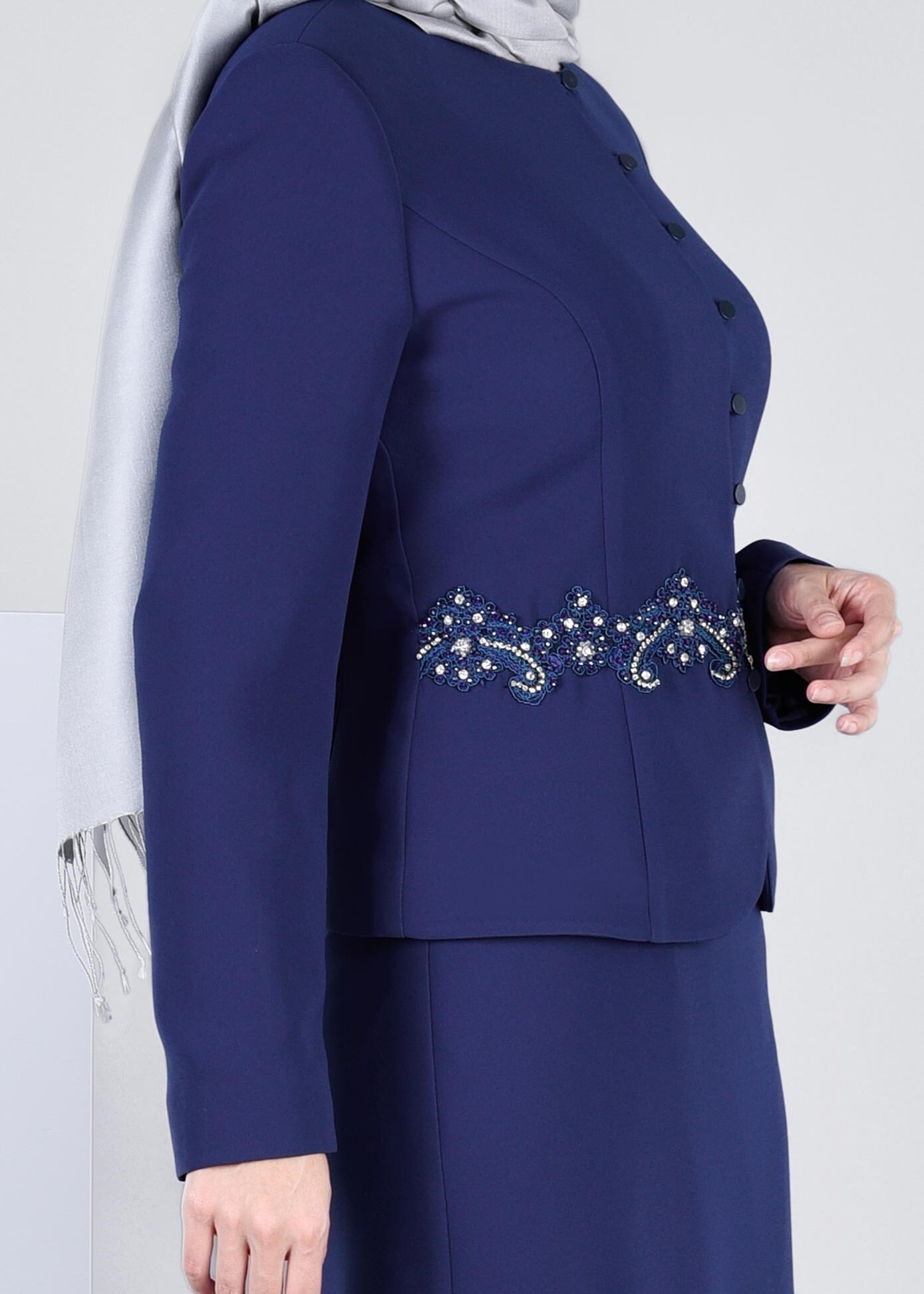 Tesettür giyim LACİVERT 3380E NEW SUZANNA 2&prime;Lİ ETEKLİ TK.40/46 TEK38