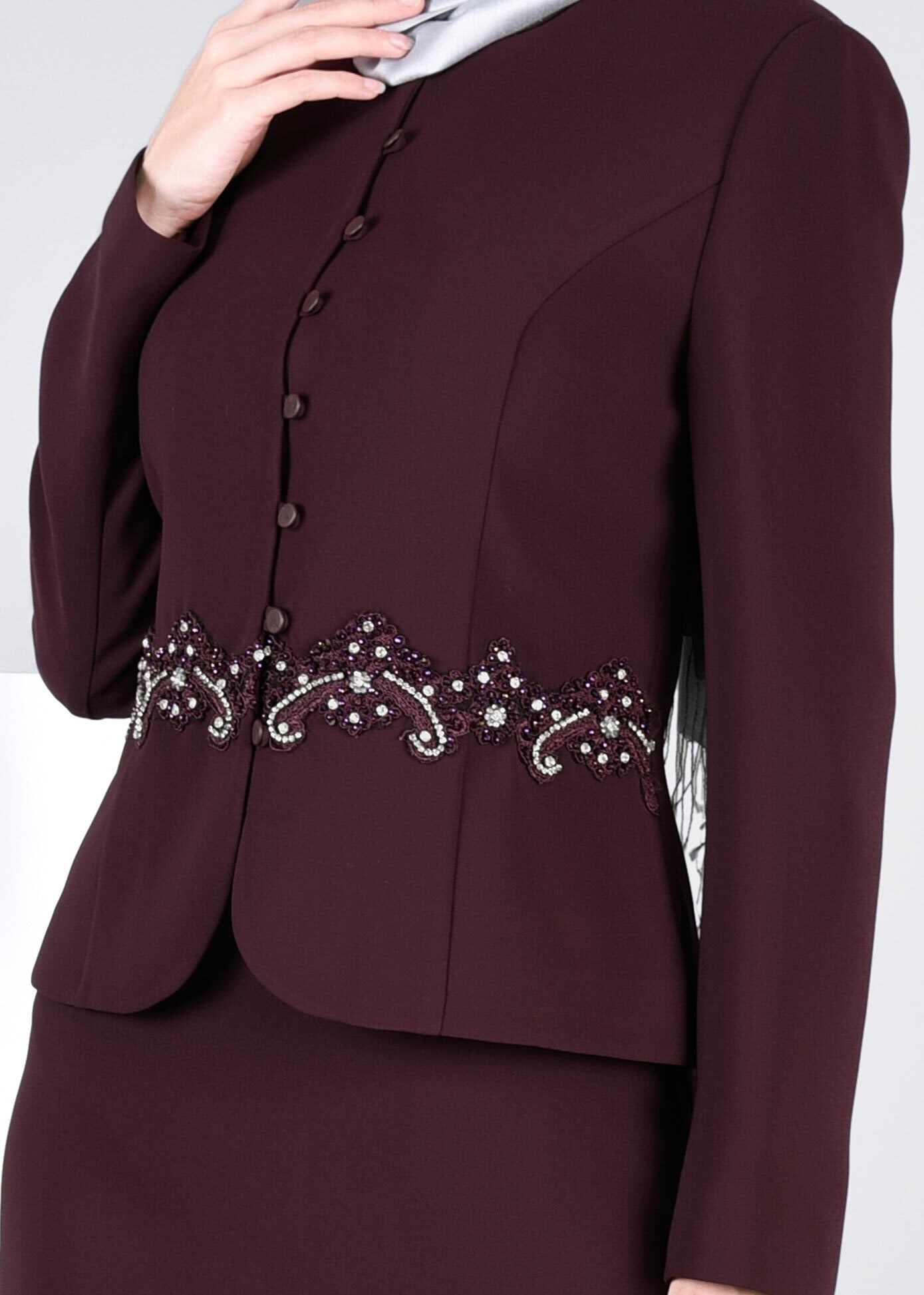 Tesettür giyim BORDO 3380E NEW SUZANNA 2&prime;Lİ ETEKLİ TK.40/46 TEK38