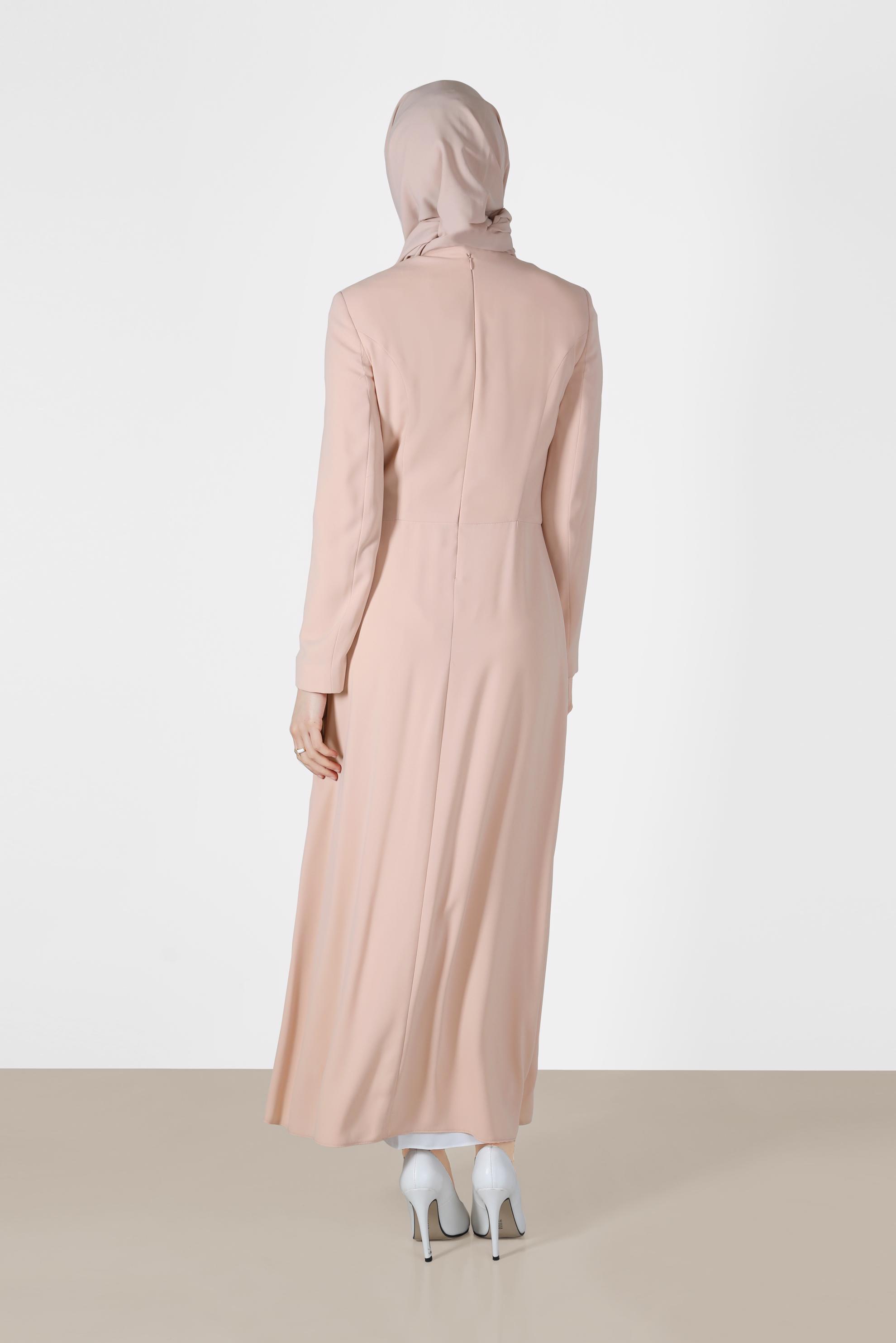 Tesettür giyim PUDRA İŞLEME DETAYLI İKİLİ ETEKLİ TAKIM 3386 