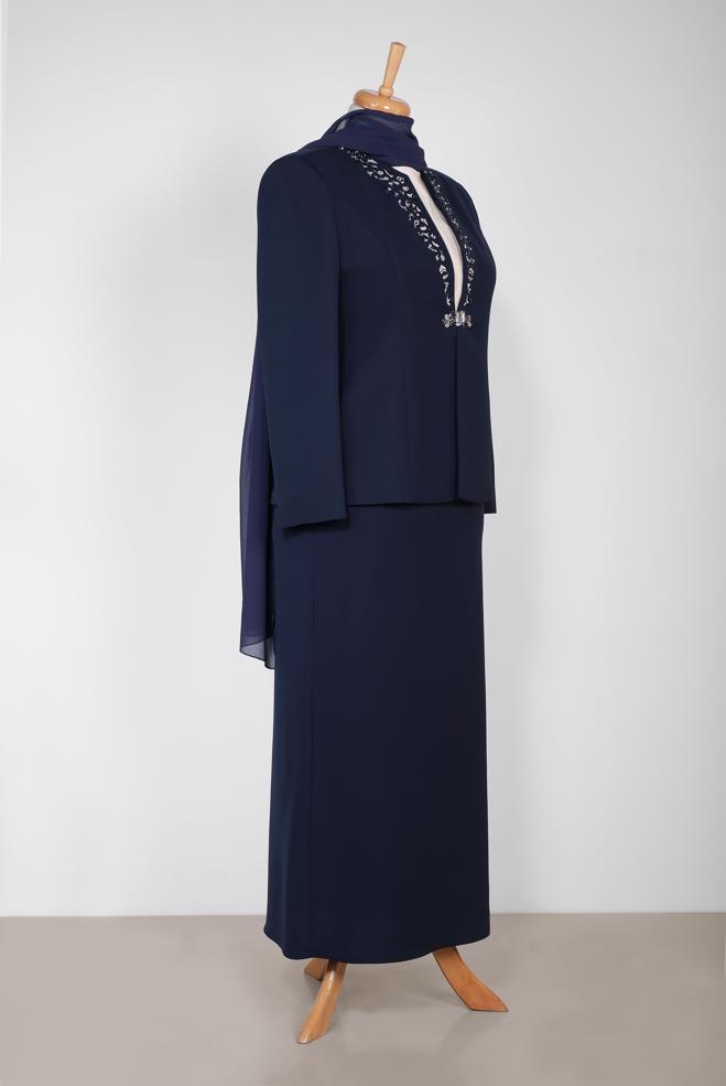 Hijab clothing NAVY BLUE 3387E KİWON 3&prime;LÜ ETEKLİ TAKIM 46/52 TEK44 - ALVİNA