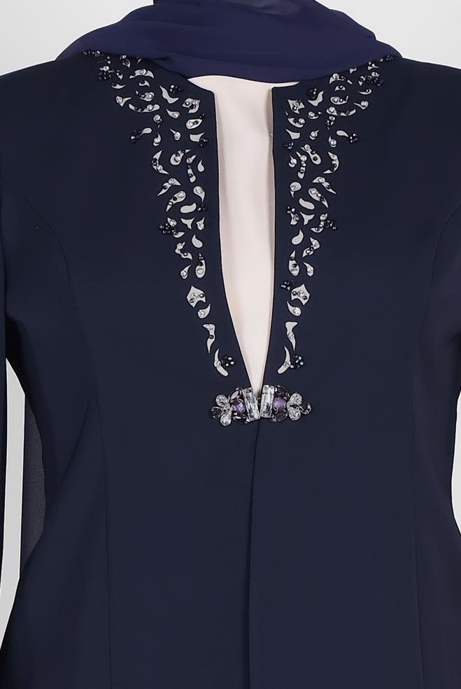 Hijab clothing NAVY BLUE 3387E KİWON 3&prime;LÜ ETEKLİ TAKIM 46/52 TEK44 - ALVİNA