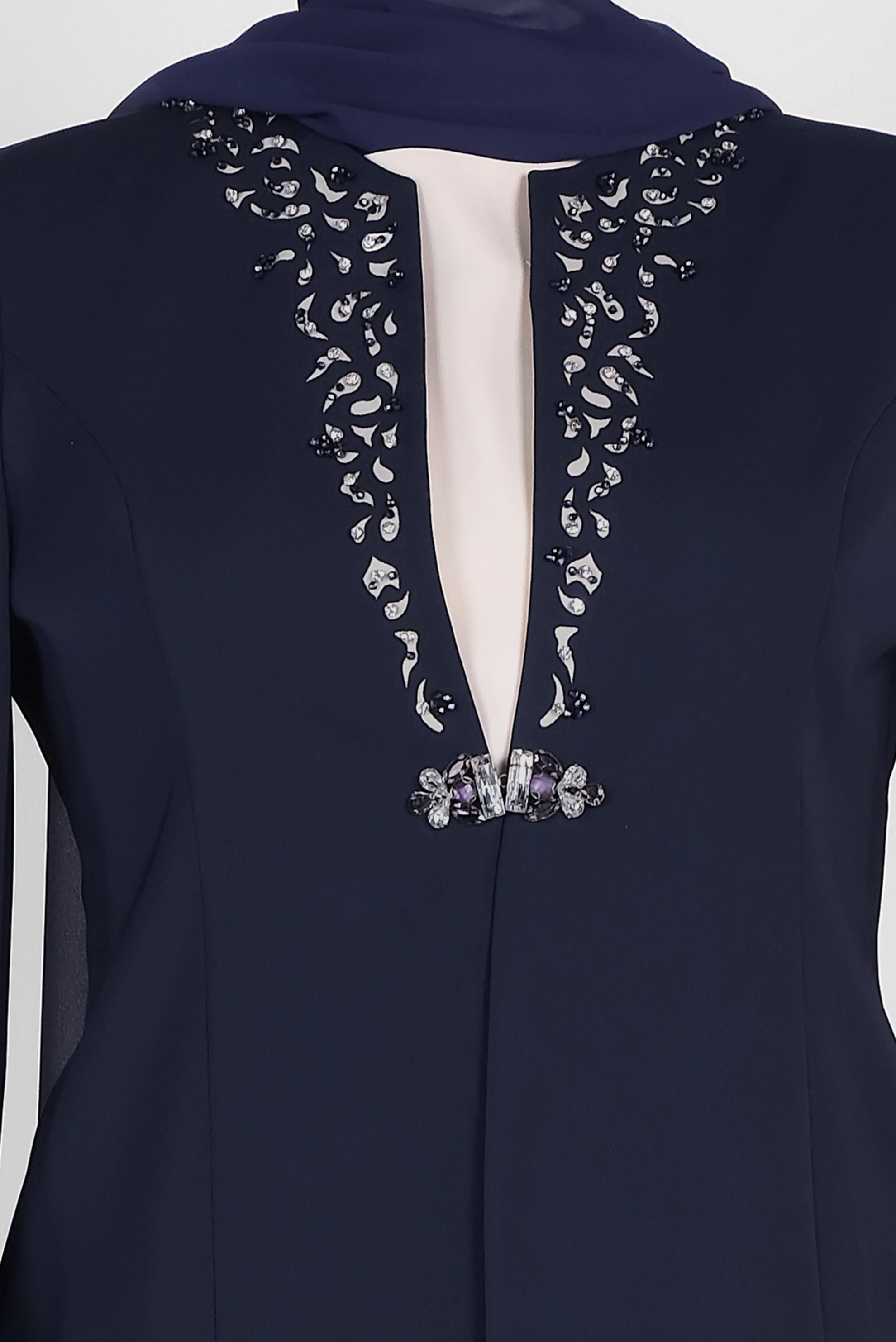 Tesettür giyim LACİVERT 3387E KİWON 3′LÜ ETEKLİ TAKIM 46/52 TEK44