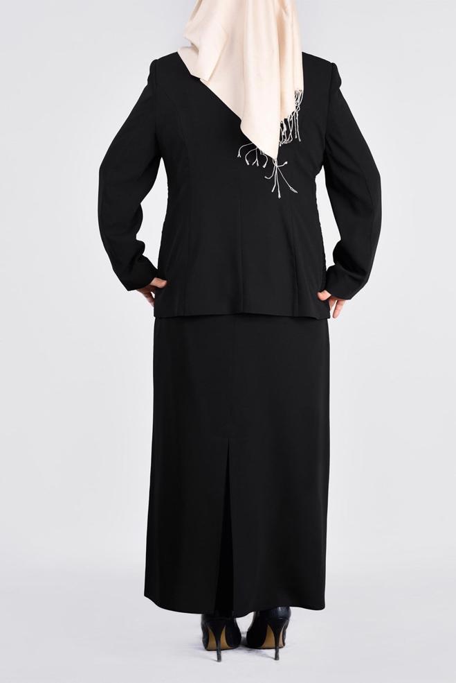 Hijab clothing BLACK 3391E ASLI 5929 3&prime;LÜ ETEKLİ TAKIM 46/52 TEK44 - ALVİNA